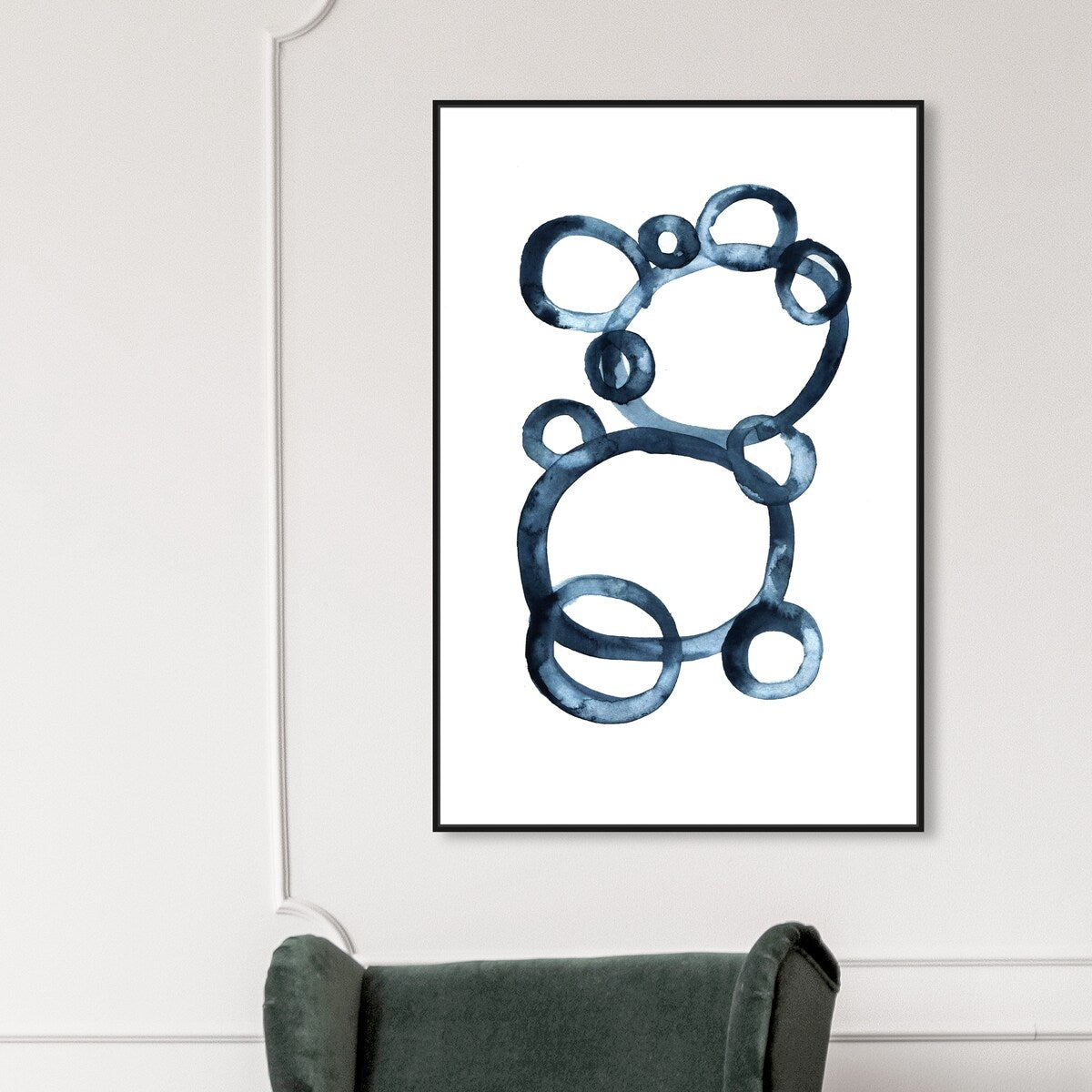 Bear Bubbles Canvas Wall Art - Modern Baby Bear Finger Painting Nursery Decor - White Framed Contemporary Print for Boys Room - Perfect for Kids Bedroom, Playroom & Baby Shower Gift