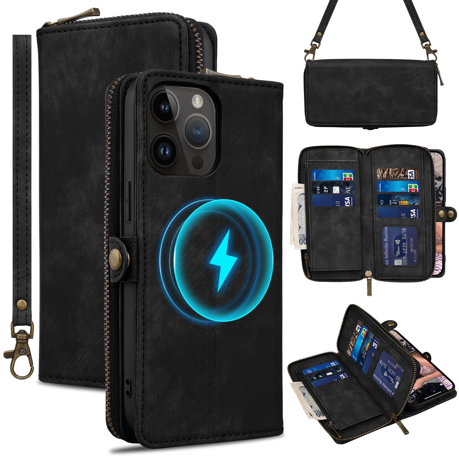 RSSVISS RFID Blocking Wallet Case for iPhone 15 Pro (6.1