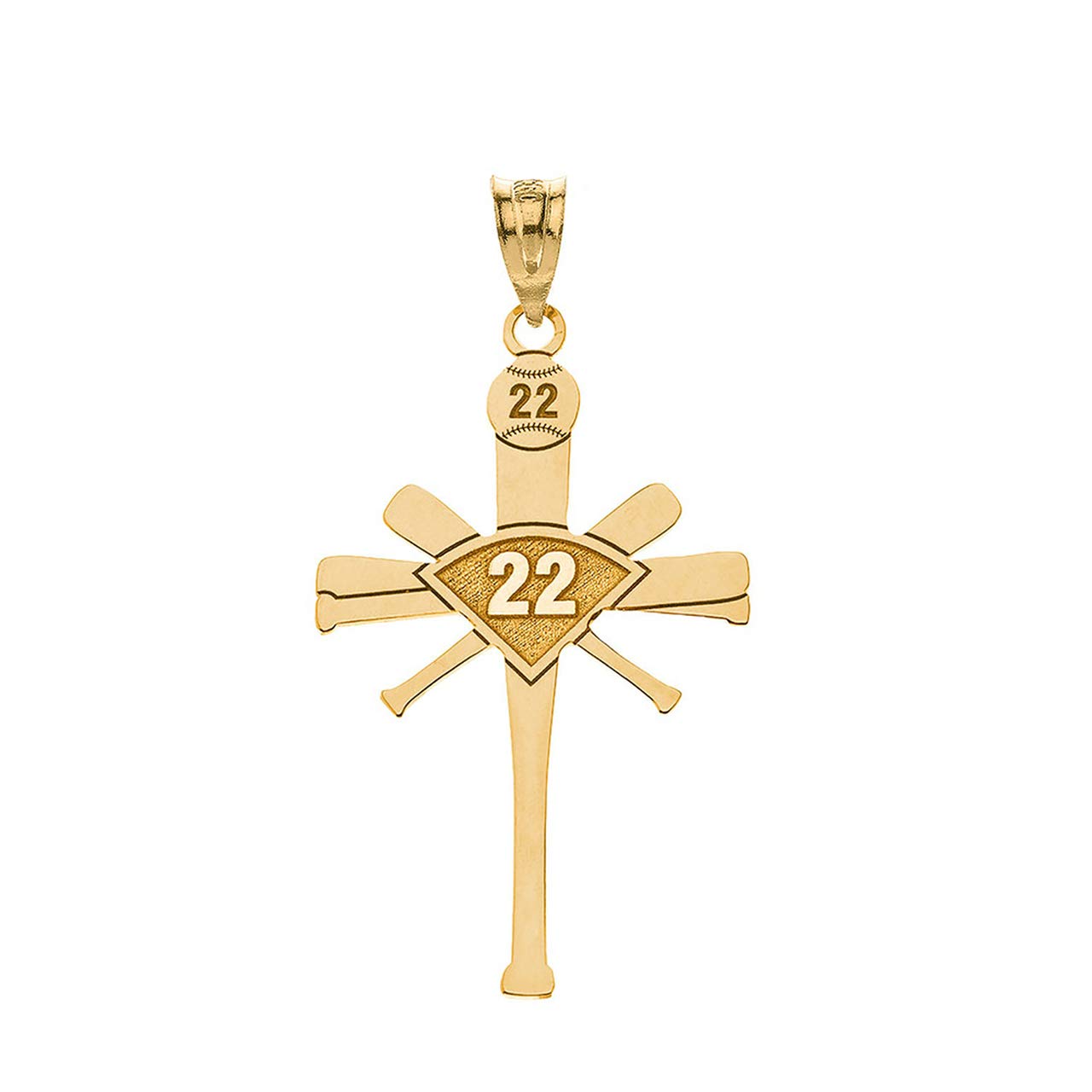 Certified 14k Gold Personalized Baseball Bat Cross Pendant - Custom Engraved with Name & Number - Perfect Gift for Baseball Players, Baptism, Graduation & Religious Occasions