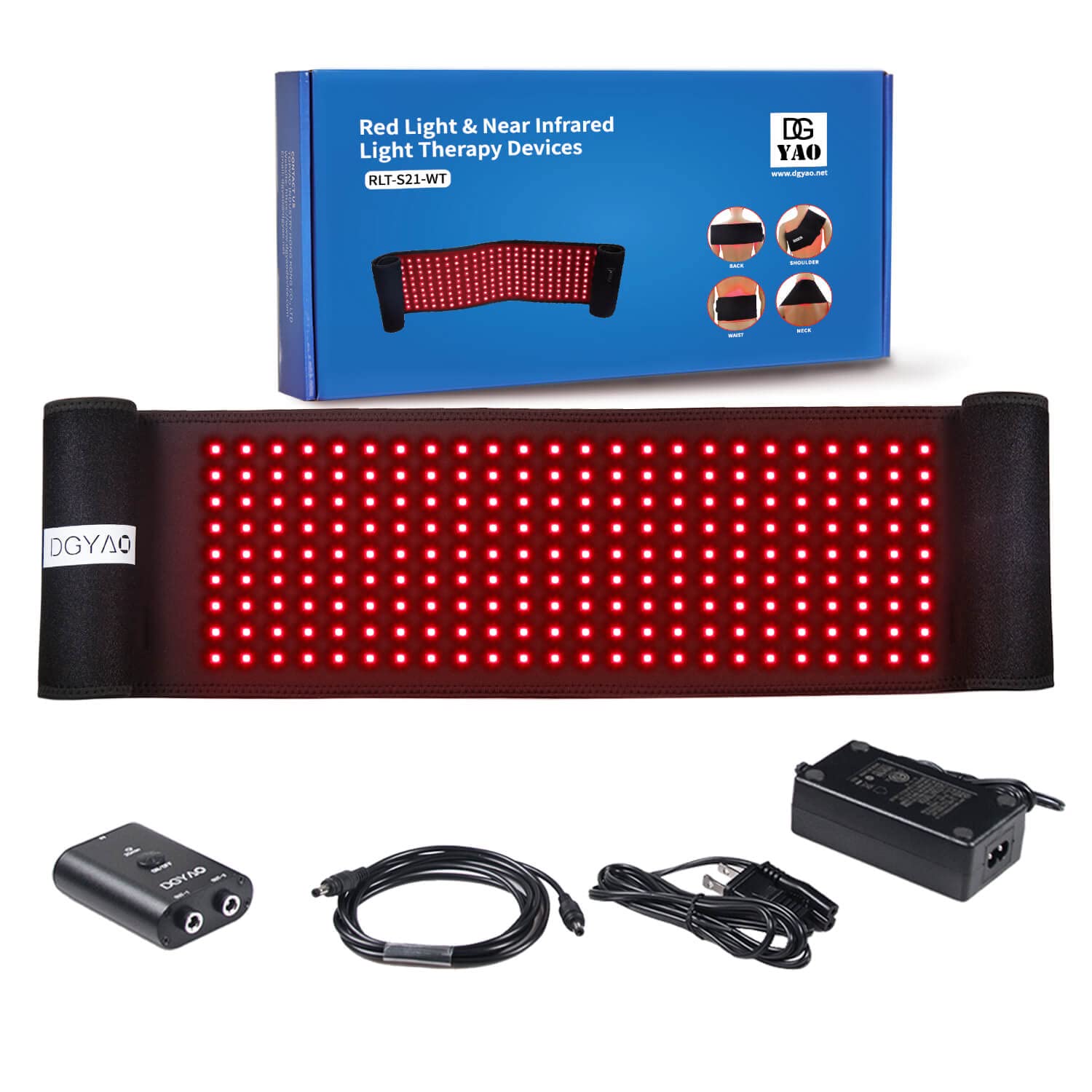Red & Infrared Light Therapy Belt for Back Pain Relief - Flexible Wearable Wrap with Auto-Off Timer | Deep Tissue Treatment for Home Use, Work & Travel