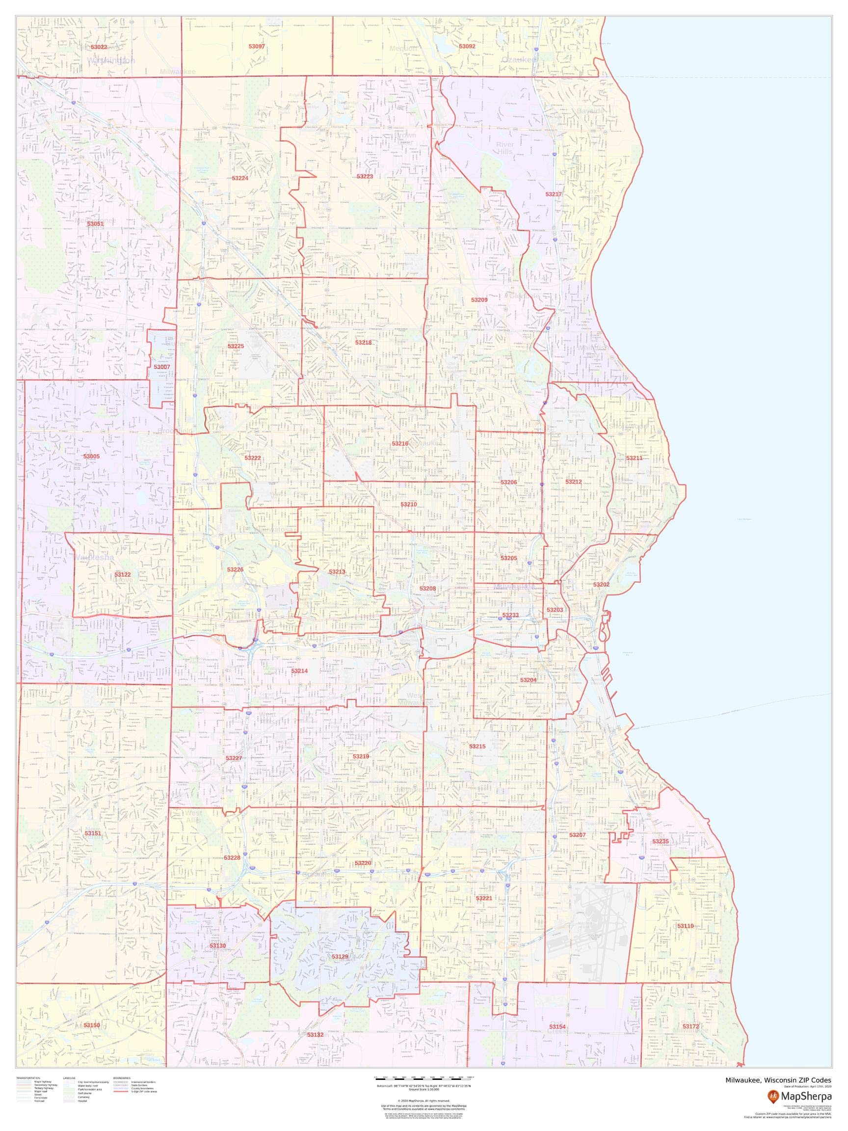 Milwaukee Wisconsin Zip Code Map - 36