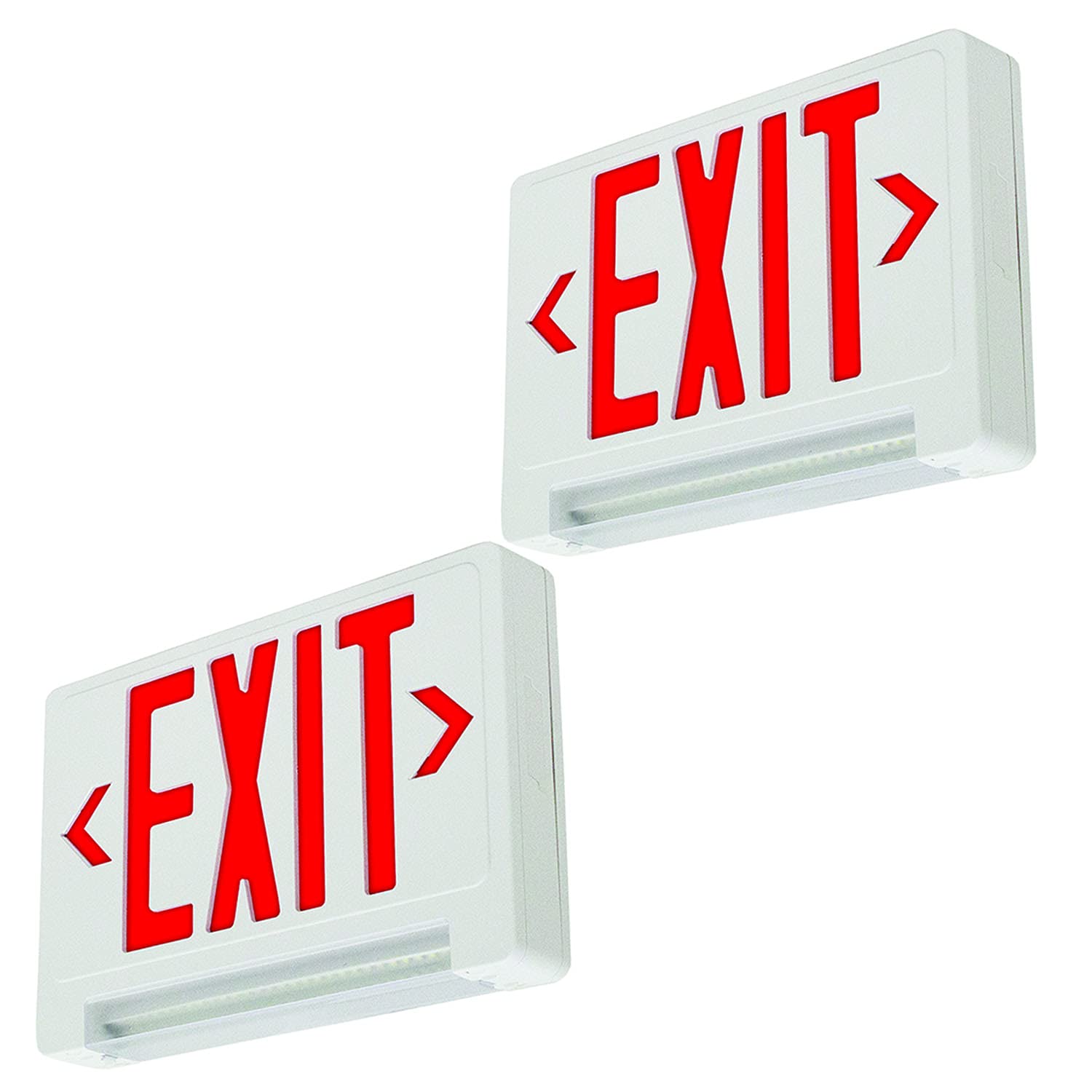 LFI Lights Compact Red Exit Sign with Emergency LED Light Pipe - Adjustable Light Bar, Battery Backup & Hardwired, UL Listed for Business Safety Compliance (2 Pack) - Perfect for Offices, Warehouses & Commercial Buildings