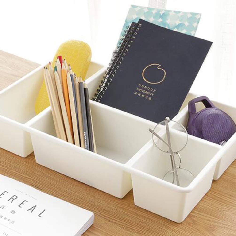 TOPBATHY 5-Drawer Desk Organizer - Rainbow Pencil Holder & Storage Box for Office, Closet, Makeup, Skincare Products (White) | Perfect for Home, Office & Beauty Organization