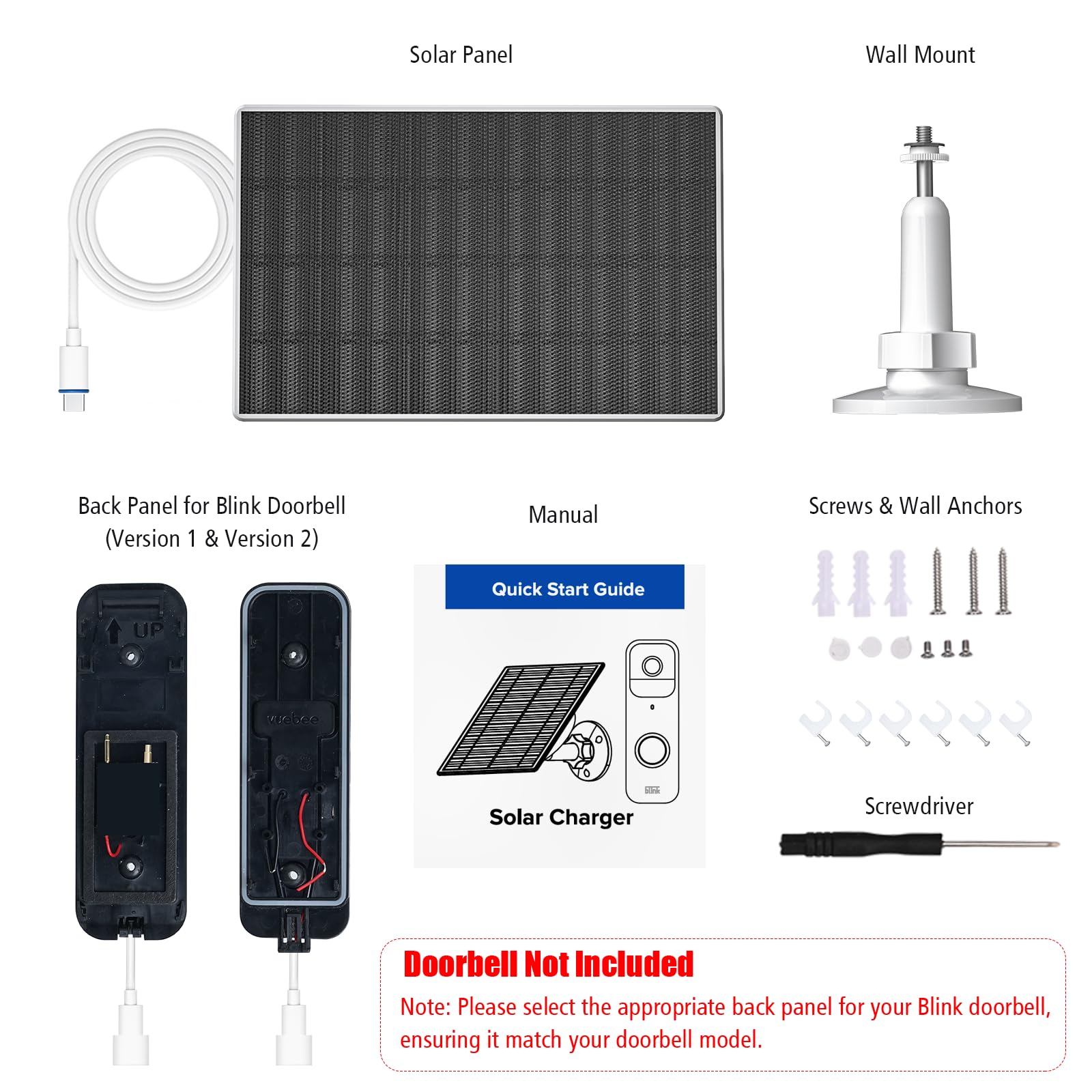 Zivif 2W Solar Panel for Blink Outdoor 4 & Video Doorbell Camera - USB C Solar Charger with 8.86ft Cable & 360° Adjustable Bracket - Weatherproof Outdoor Security Camera Charging Solution for Home Surveillance