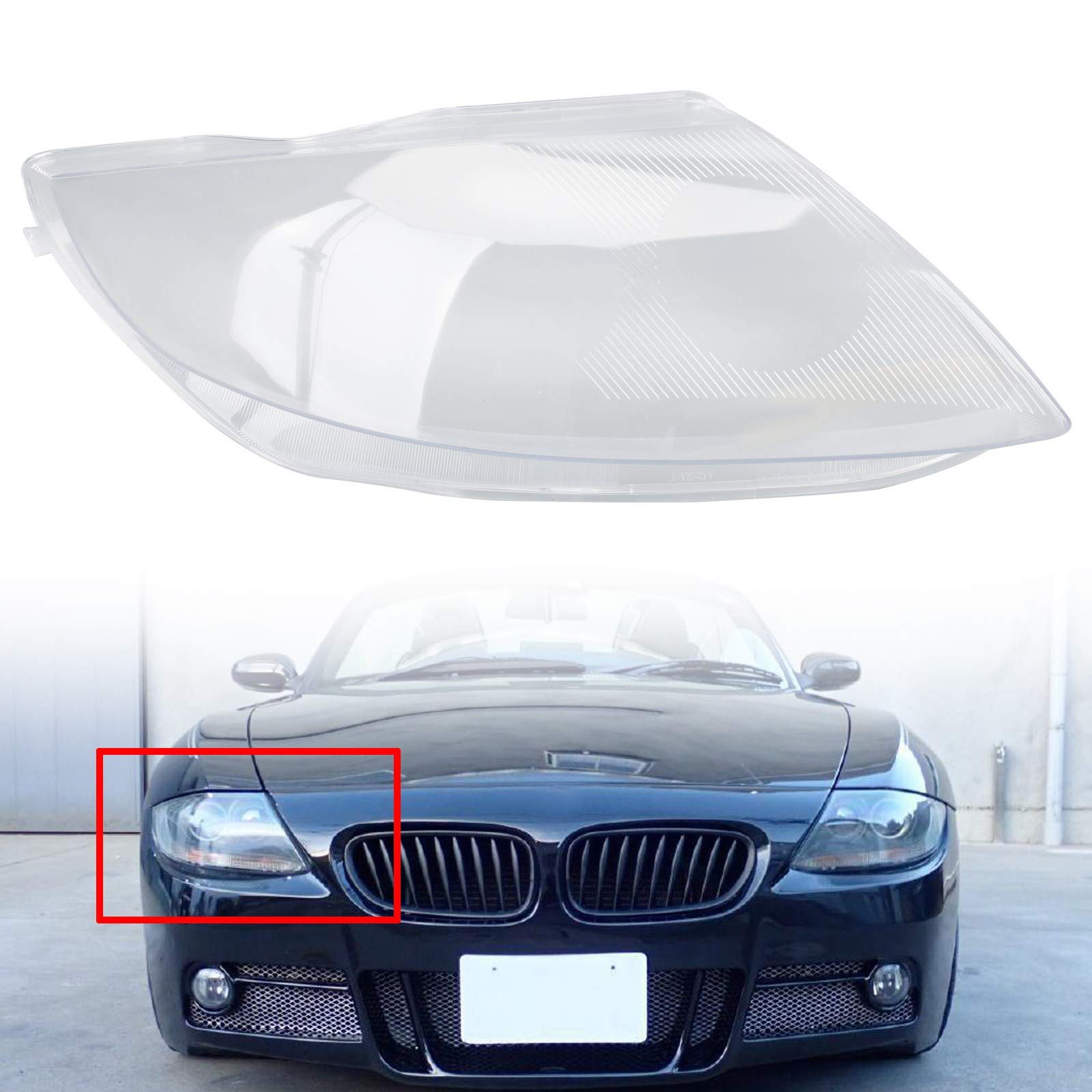 Topteng Car Headlight Cover Lens Replacement - Right Side Headlamp Lens Compatible with BMW Z4 E85 2003-2008 | Durable Protection & Enhanced Visibility for Night Driving