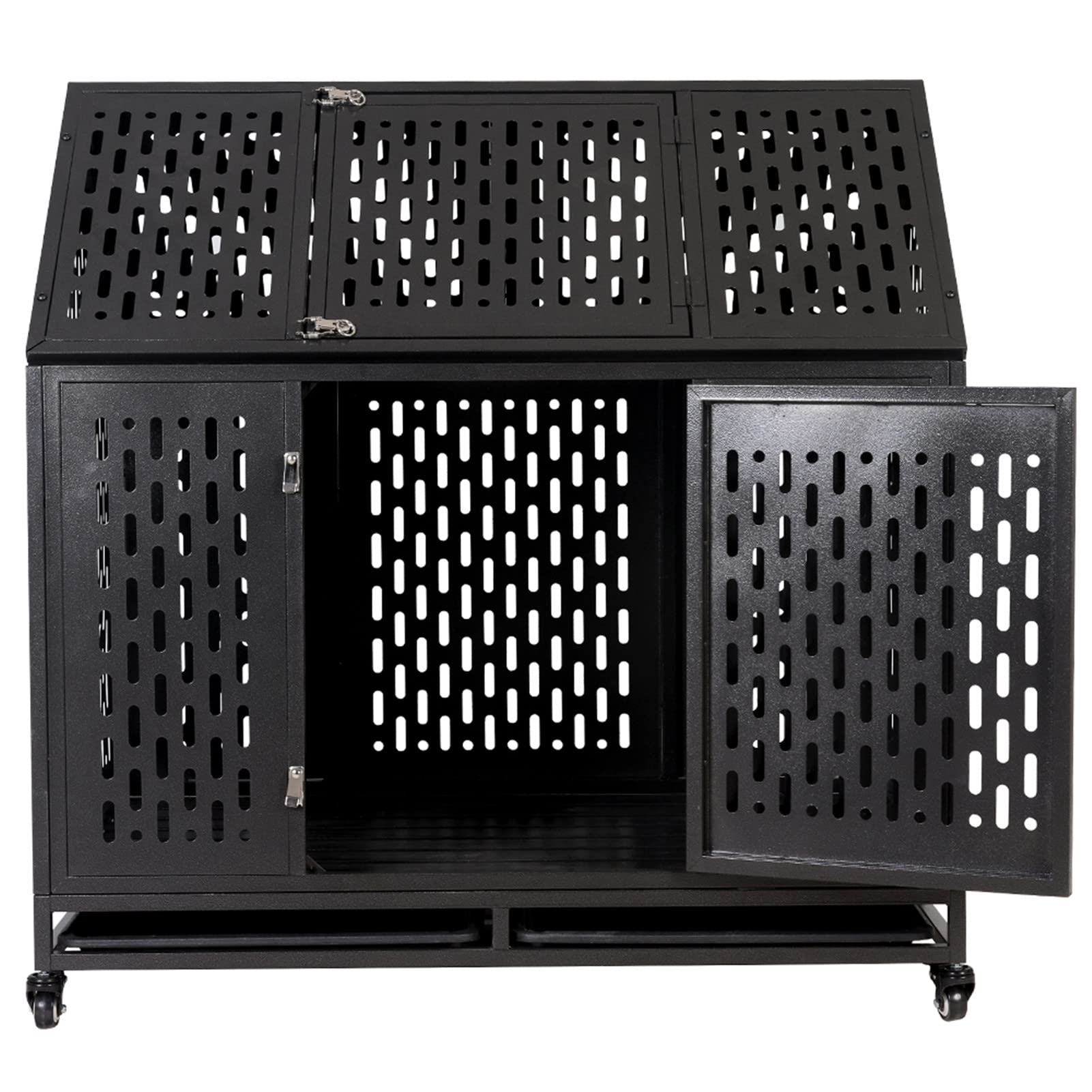 Heavy Duty Dog Crate Cage - Strong Metal Frame Kennel for Large Dogs | Durable Indoor & Outdoor Use | Easy to Assemble & Move with 4 Wheels | Perfect for Home, Travel & Vet Visits