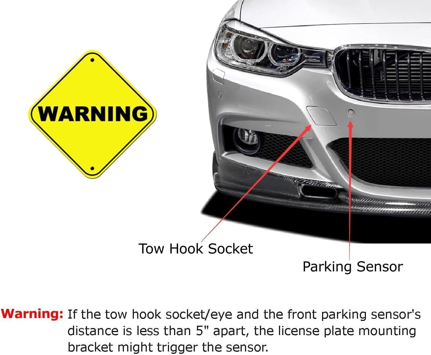 VW Jetta 2019-2023 Front Bumper Tow Hook License Plate Mounting Bracket - Heavy Duty Universal Fit for Aftermarket Plates - Perfect for Car Shows & State Compliance
