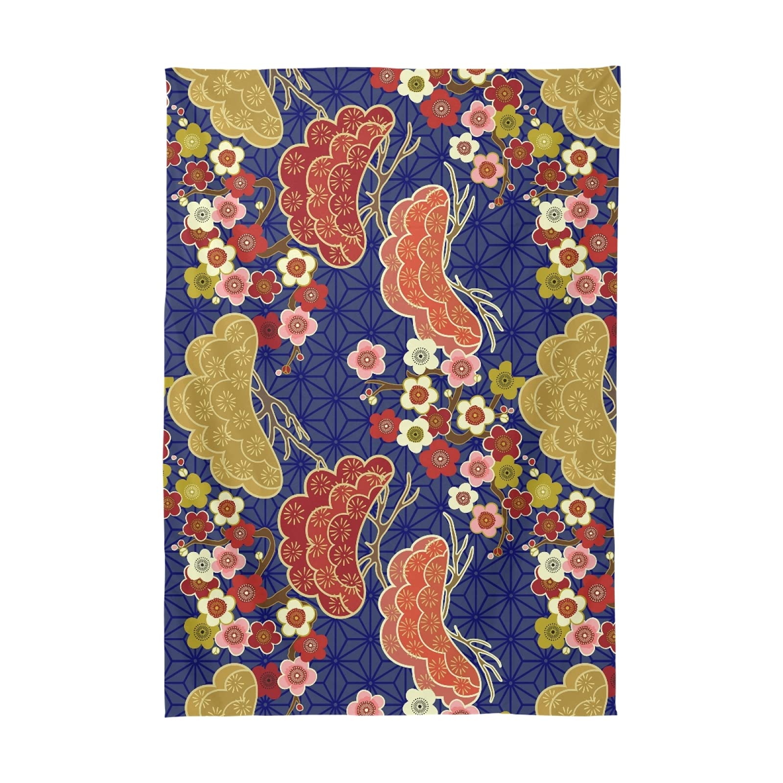 Elegant Traditional Oriental Cherry Blossom Polyester Tablecloth 60x90 Inches - Rectangle Dining Table Cover for Party Decor, Wedding, Tea Ceremony & Home Dining