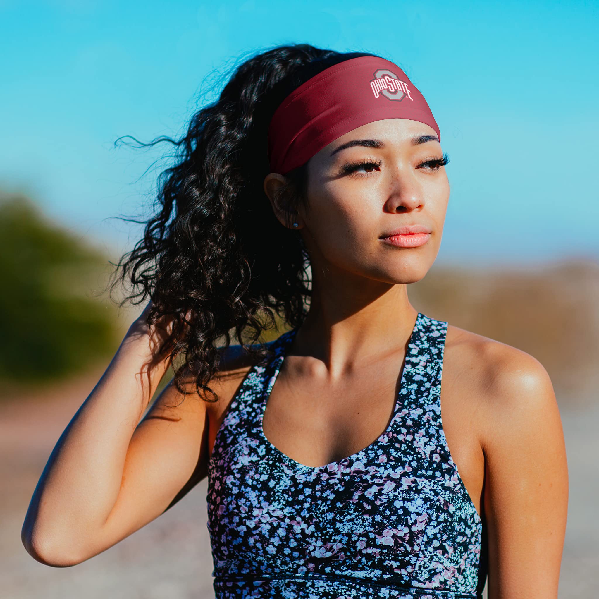Ohio State University Sweatbands - OSU Buckeyes Headbands & Wristbands Set for Men Women - Perfect for Gym, Running, Basketball & Sports Fans
