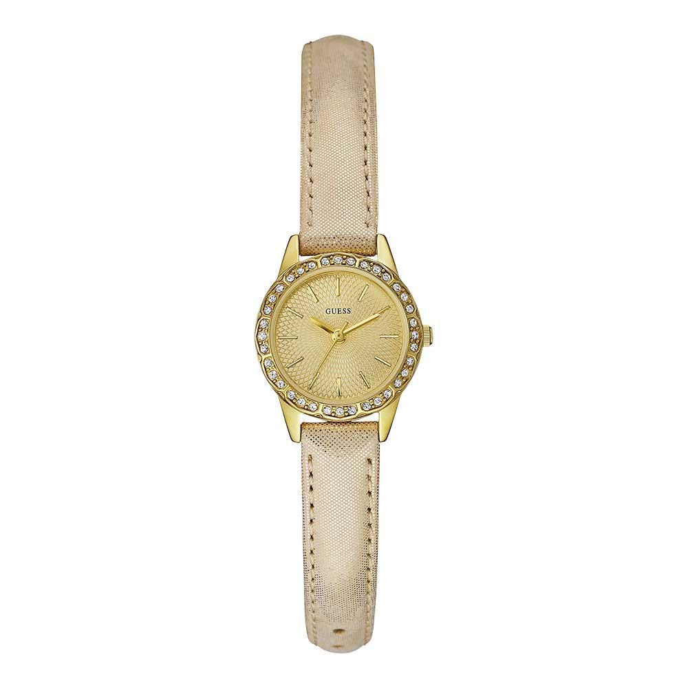 GUESS Women's Stainless Steel Golden Beige Watch - Elegant Fashion Timepiece for Office, Party & Everyday Wear