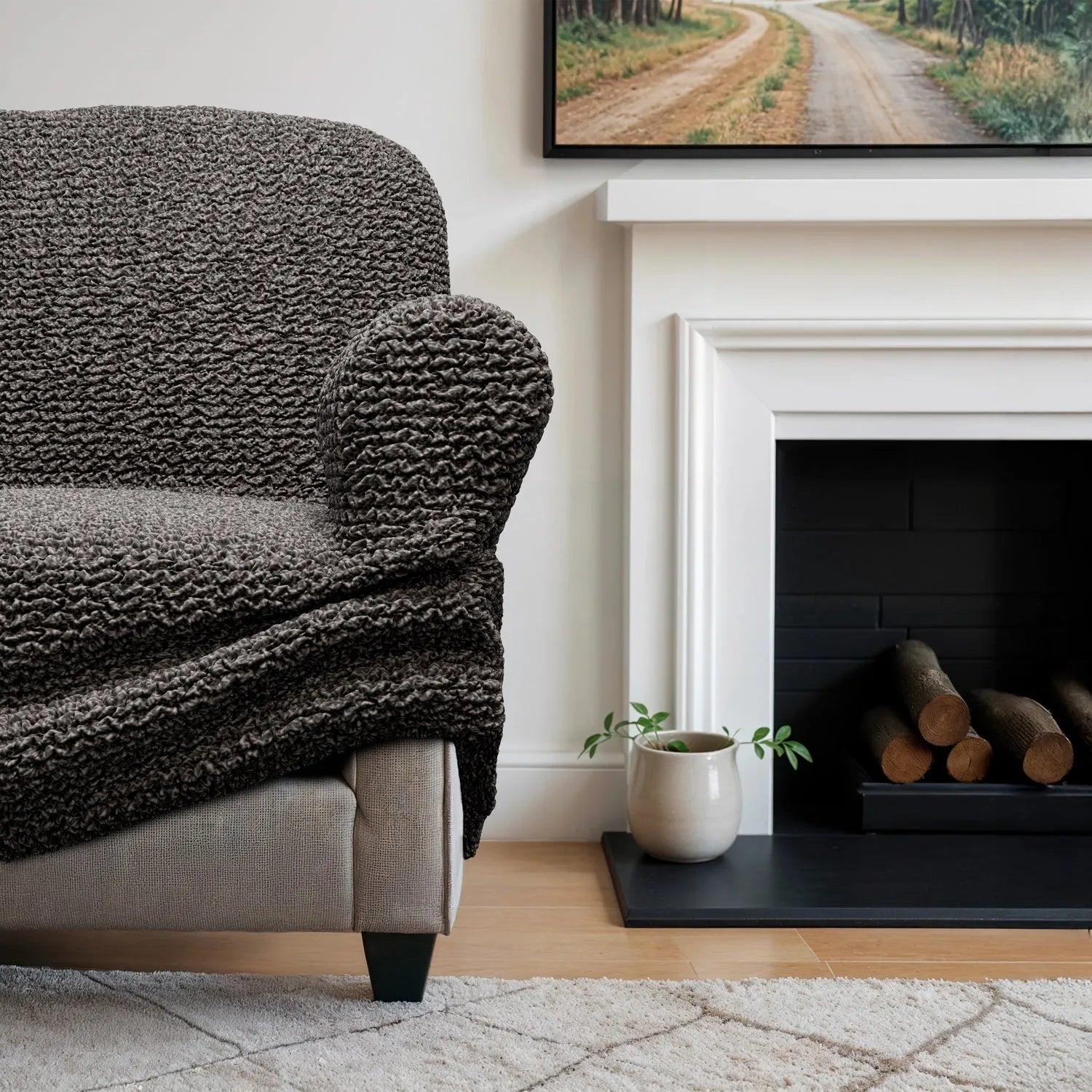 Microfiber Printed Armchair Slipcover - Stretchable Furniture Protector for Living Room, Bedroom & Office - Easy Washable Sofa Cover for Home Decor