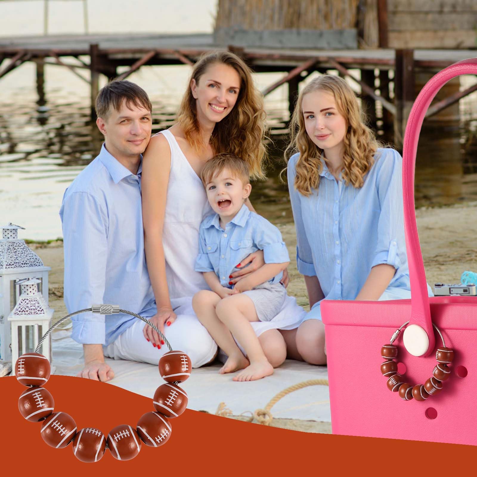 2pcs Sports Charms for Bogg Bag - Decorative Wooden Bead Accessories with Sports Ball Design - Compatible with Bogg Bags, Handbags & Beach Tote Bags - Perfect for Beach Outings, Gym Trips & Casual Styling