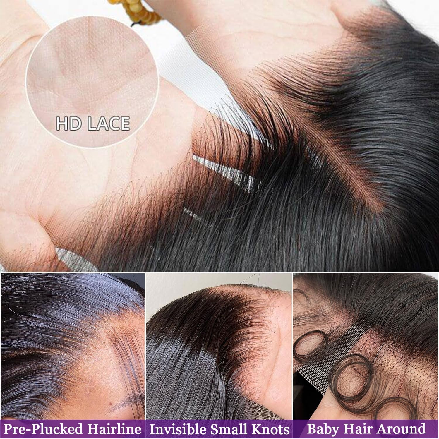 30 Inch 13x6 HD Lace Front Wigs Human Hair - 200% Density Straight Pre-Plucked Glueless Wig for Women | Natural Black | Perfect for Daily Wear, Cosplay & Special Occasions