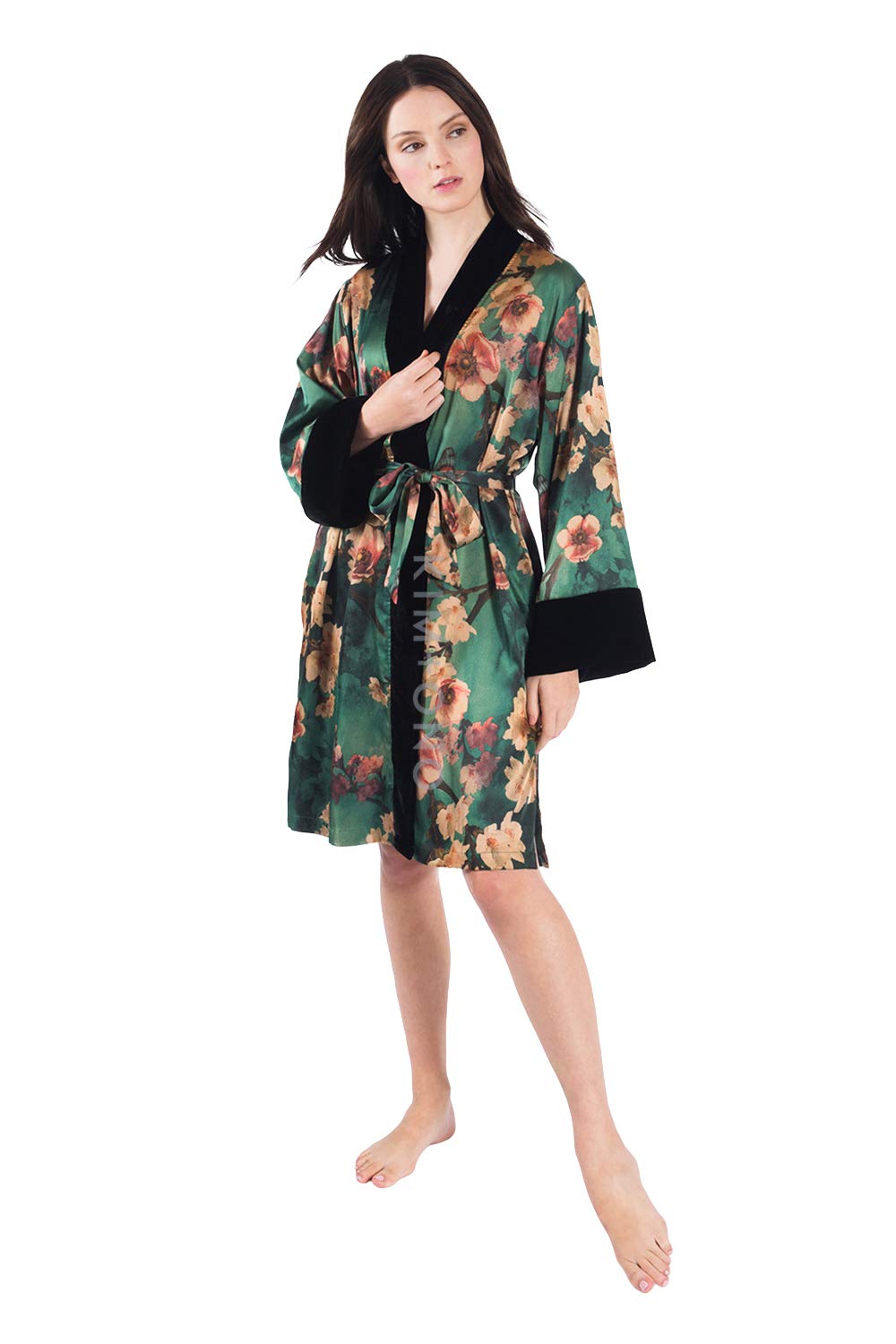 KIM+ONO Women's Kimono Wrap Short - Watercolor Floral Print Summer Cover Up | Beachwear, Resort Wear & Lounge Outfit