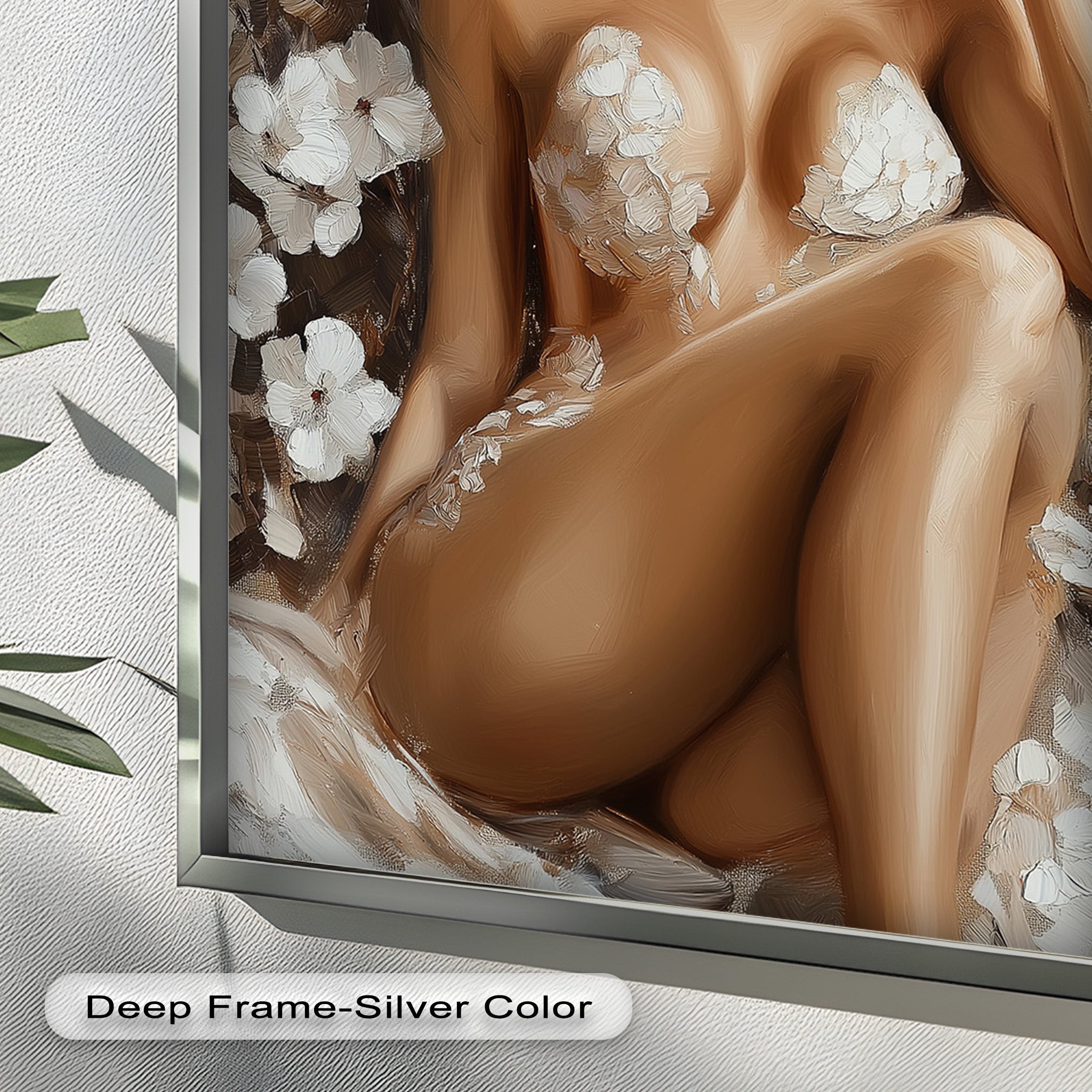 Blossom Muse Romantic Nude Oil Painting - Handmade Canvas Art for Home Decor, Bedroom & Living Room Wall Art