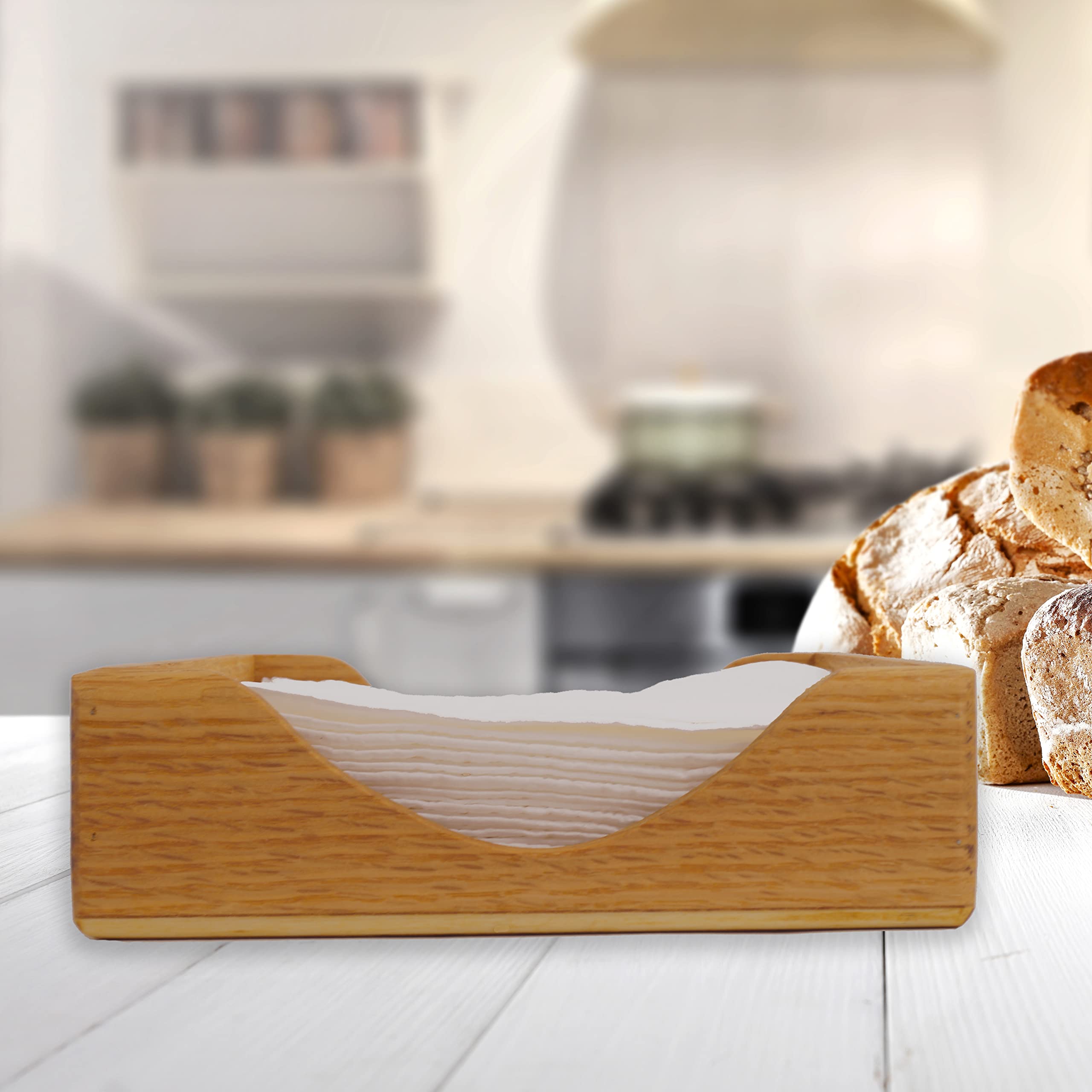 Elegant Oak Wooden Napkin Holder Tray - Country Style Paper Napkin Box for Dining Table, Kitchen, and Party Decor - Perfect for Restaurants, Weddings, and Home Entertaining
