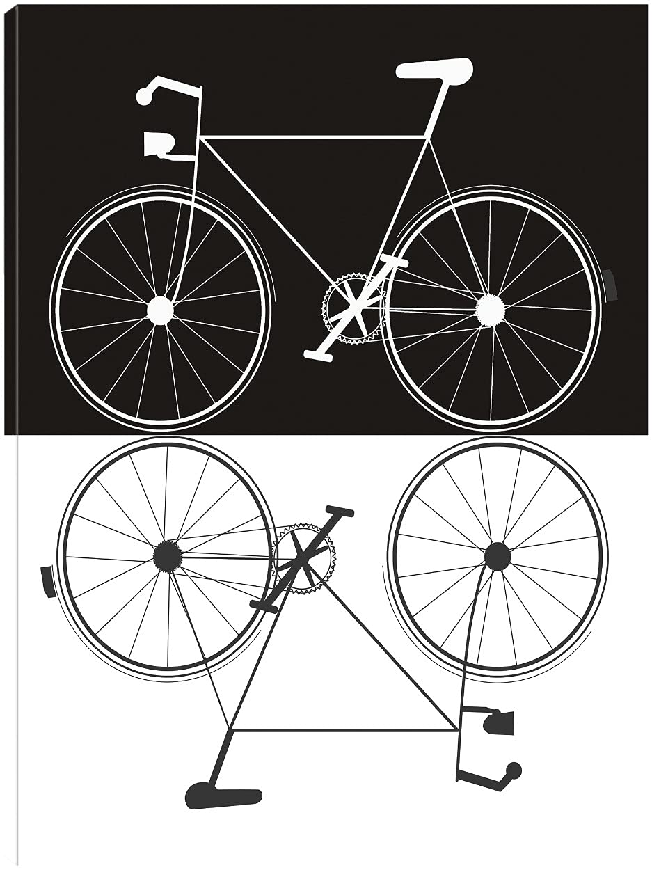 Two Bikes Fine Art Canvas Wall Decor by Jan Weiss - Ready to Hang 24x32 Inch - Perfect for Living Room, Bedroom, Office & More - Handmade Painting for Home & Commercial Spaces