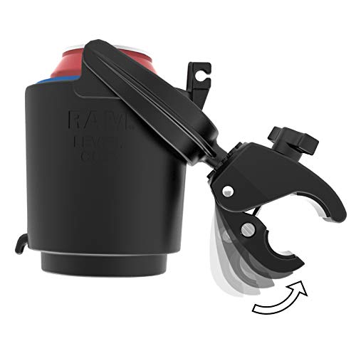 RAM Mounts RAM-B-132-400U 16oz Level Cup Drink Holder with Tough-Claw Mount for Motorcycle, ATV/UTV, Bike - Durable Beverage Solution for Outdoor Adventures