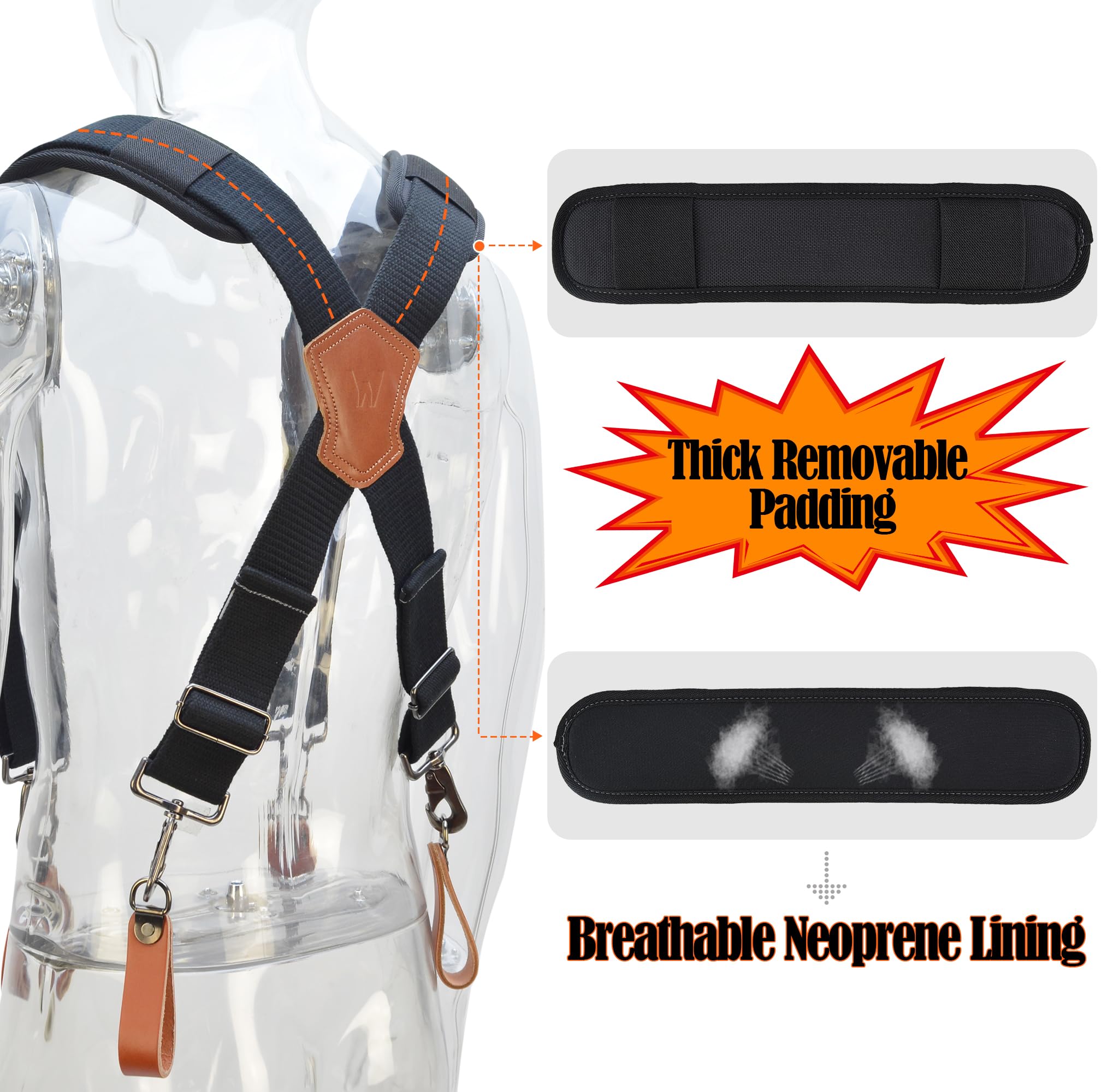 WELKINLAND Lightweight Tool Belt Suspenders - Durable Leather Construction for Men | Perfect for Construction, Carpentry & DIY Projects