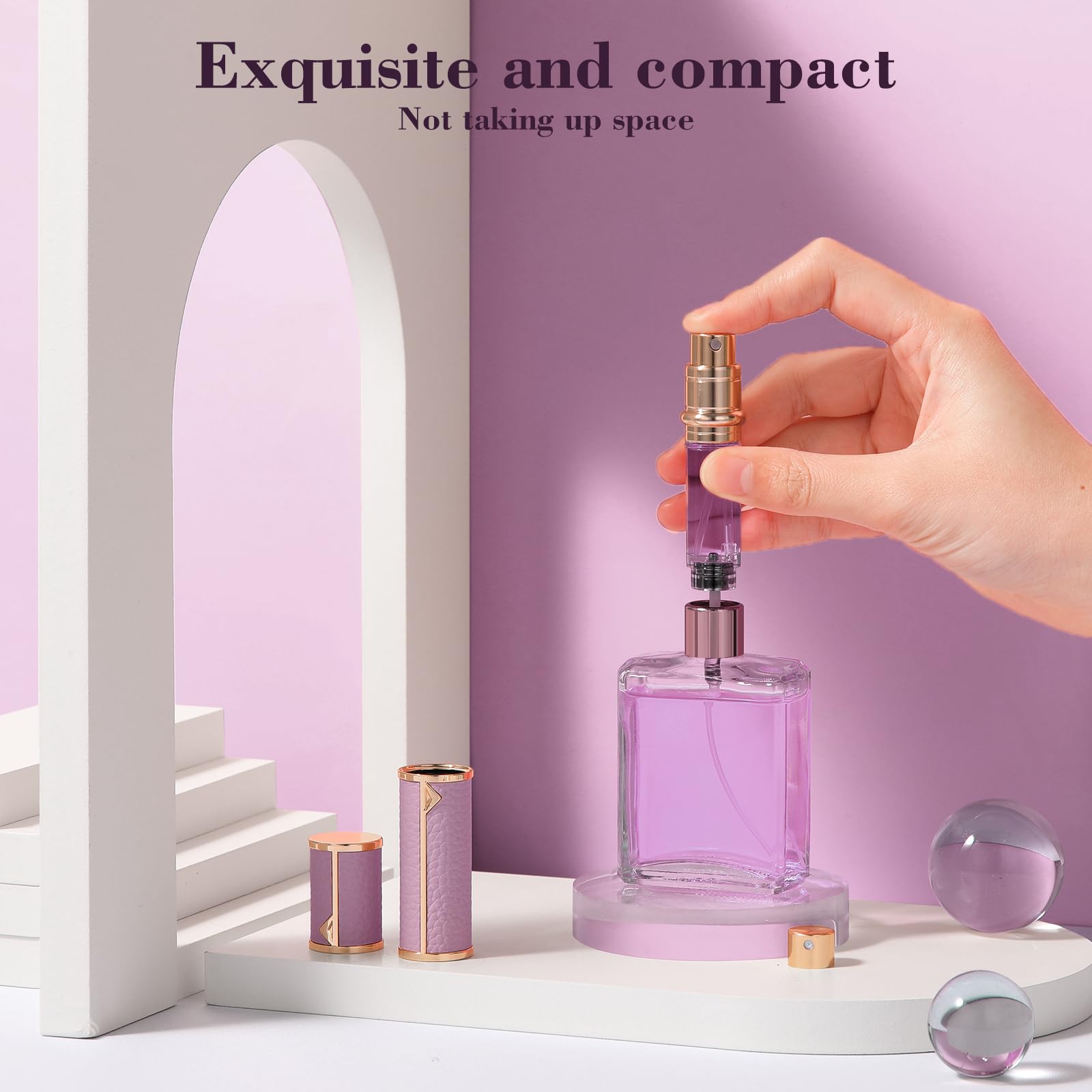 Refillable Travel Perfume Bottle - 5ml Leak-Proof Portable Atomizer Sprayer for Women & Men | Luxury Pocket Perfume Dispenser Pump | Perfect for Airplane Carry-On, Gym Bag & Everyday Use