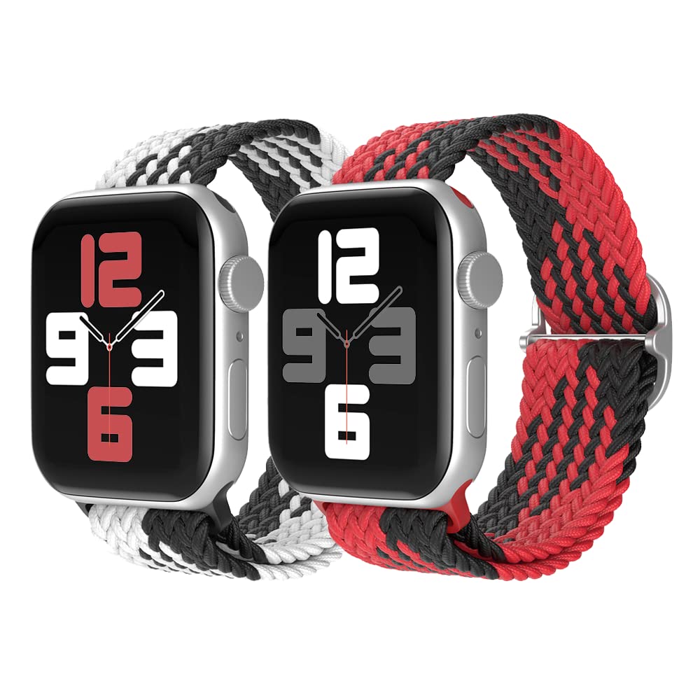 Stretchy Solo Loop Strap Compatible with Apple Watch 49/45/44/42/41/40/38mm - Adjustable Elastic Nylon Braided Sport Band for iWatch Series SE/8/7/6/5/4/3/2/1/Ultra - Perfect for Running, Workouts & Everyday Wear