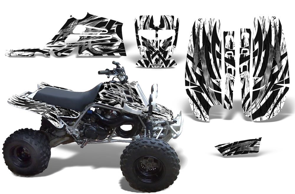 Yamaha Banshee 350 Fullbore Graphics Kit - High-Quality Decals & Stickers for ATV Plastic Body - Durable Bolt Thrower White Design | Perfect for Trail Riding, Dune Racing & Off-Road Adventures