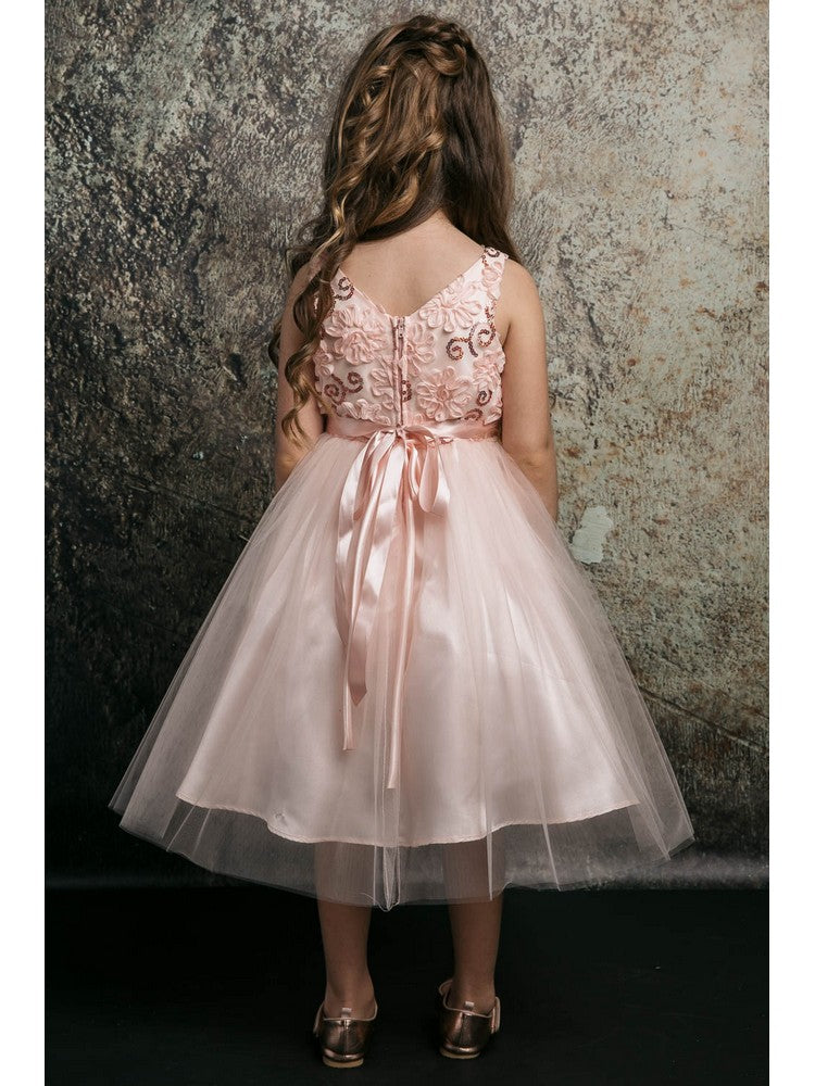 3D Floral Beaded Belt Junior Bridesmaid Dress for Big Girls Size 8-12 | Flower Girl Dress for Weddings, Parties & Special Occasions