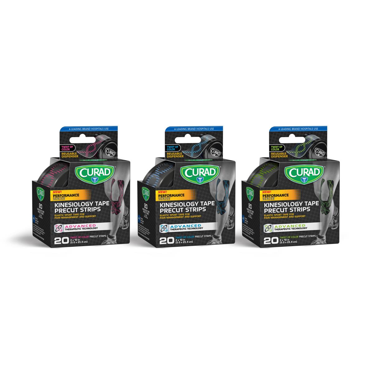 CURAD Performance Series Kinesiology Tape - Breathable Athletic Sports Tape for Pain Relief & Muscle Support - Ideal for Running, Yoga, CrossFit & Physical Therapy