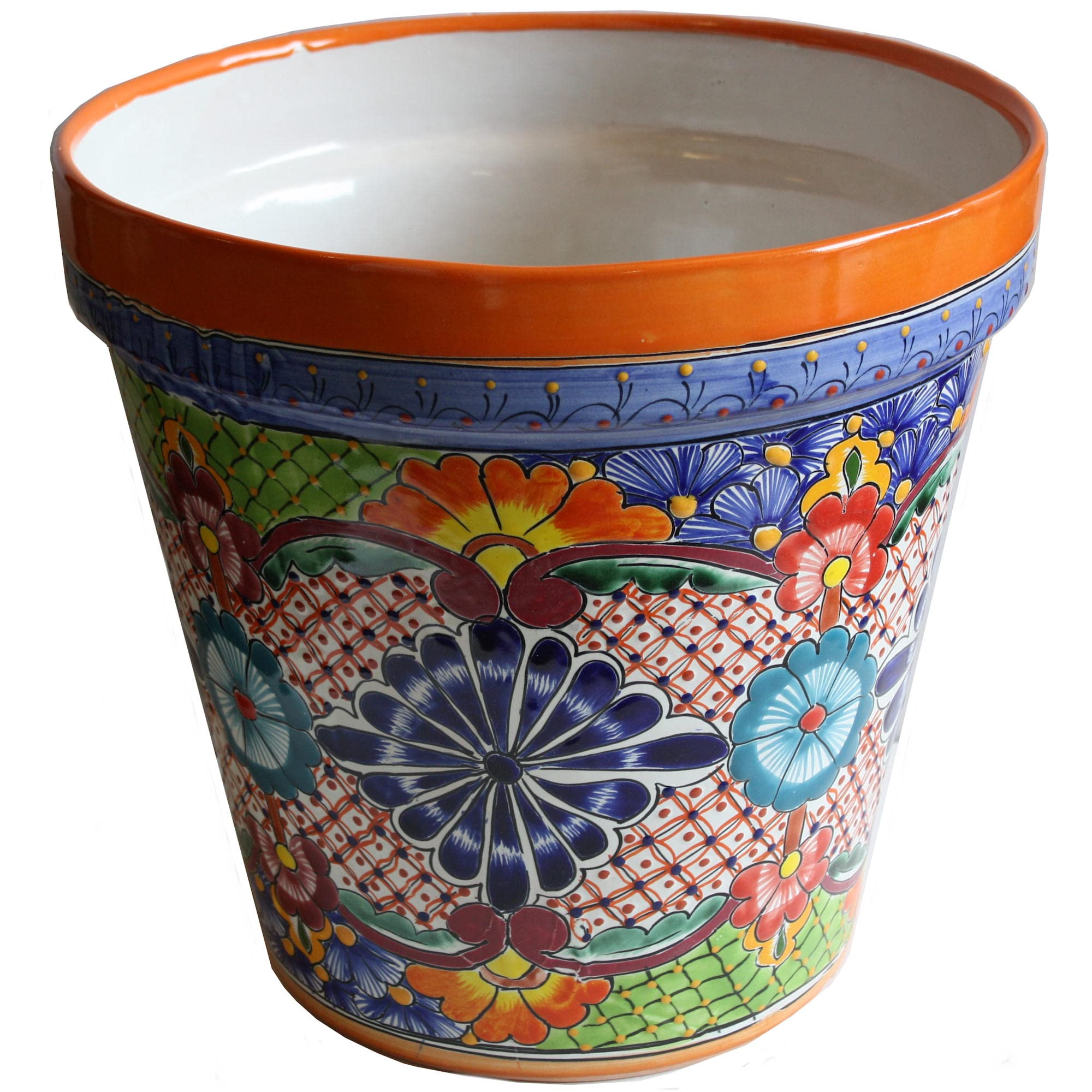 Large Talavera Ceramic Garden Pot - Mexican Colorful Handmade Flower Planter for Indoors & Outdoors - Perfect for Patio, Garden, and Home Decor