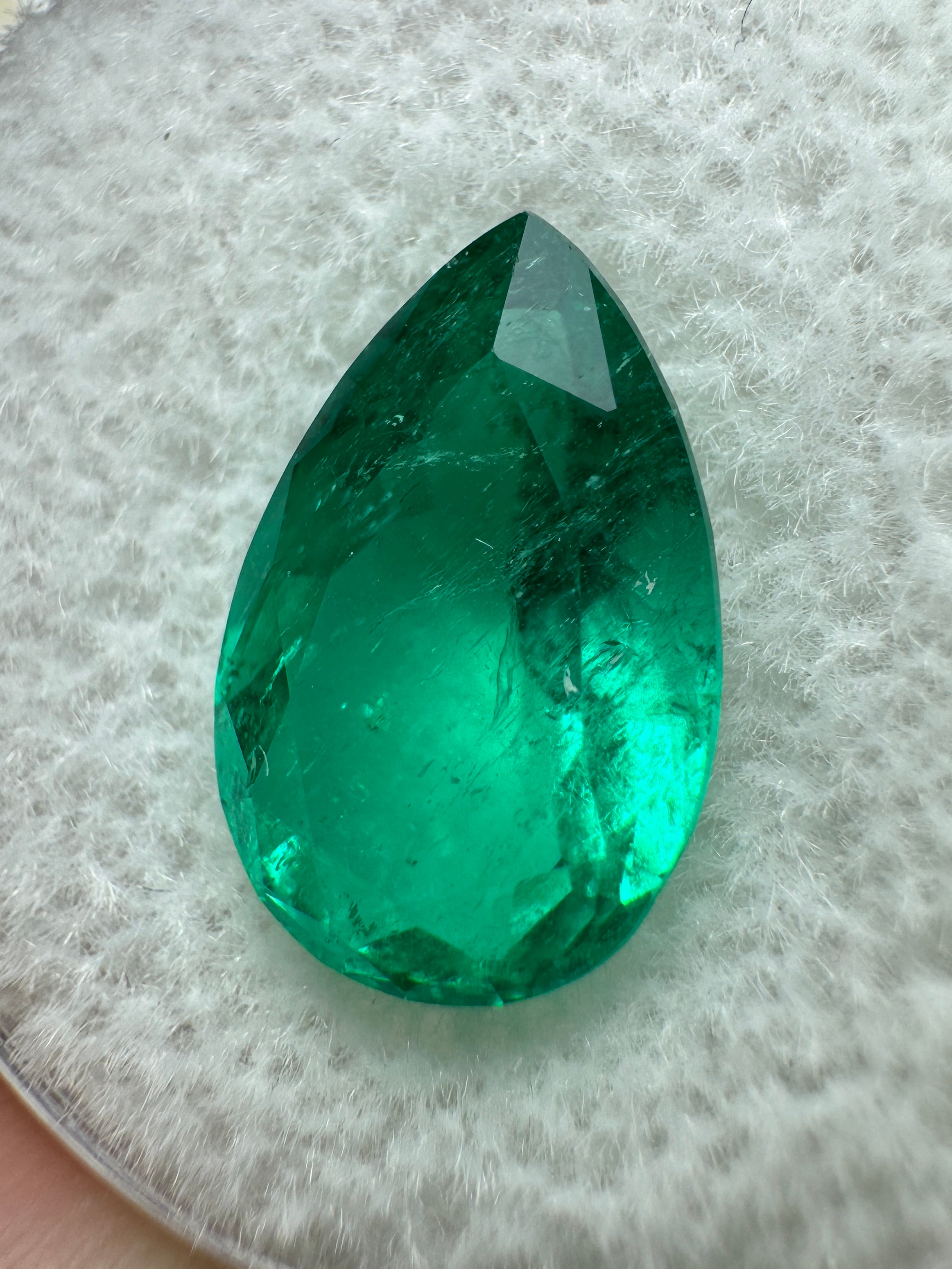 3.80 Carat Vivid Bluish Green Natural Loose Colombian Emerald Pear Cut Gemstone for Jewelry Making, Engagement Rings & Luxury Gifts