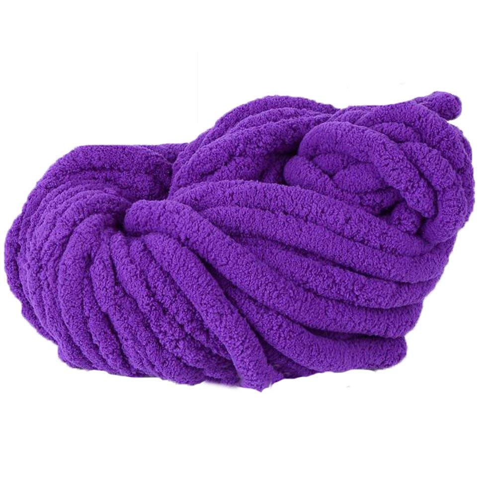 Soft Chunky Chenille Yarn for Arm Knitting & Crocheting - Thick Purple Blanket Yarn for Giant Knit Blankets - Perfect Gift for Moms & DIY Home Decor Projects