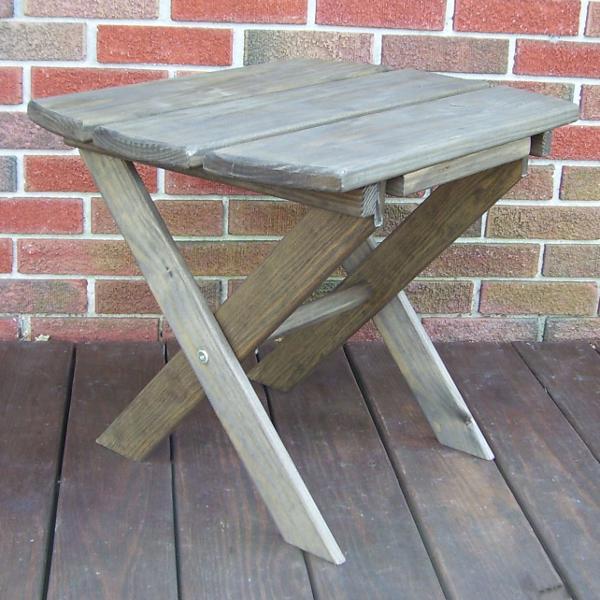 Pressure Treated Pine Folding Oval End Table - Outdoor Patio Furniture for Deck, Garden & Poolside Use