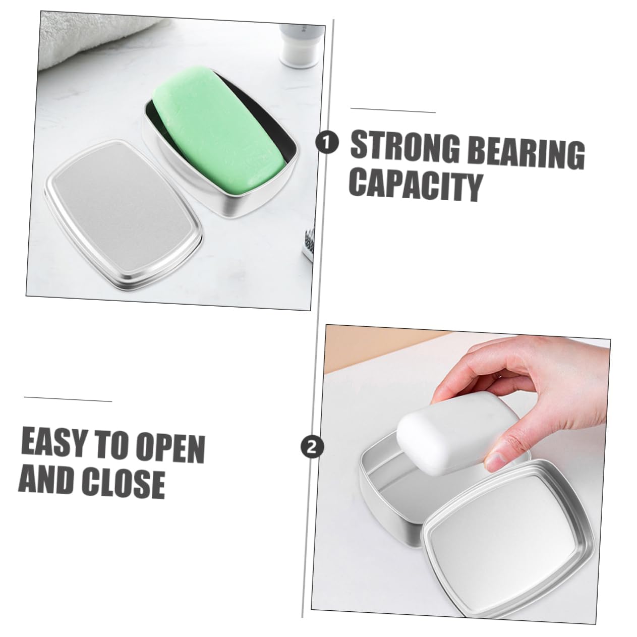 2 Pack Square Aluminum Soap Boxes - Jewelry Storage Cases, Soap Holders & Cosmetic Organizers for Bathroom, Travel & Home Decor - Durable & Stylish Household Tins