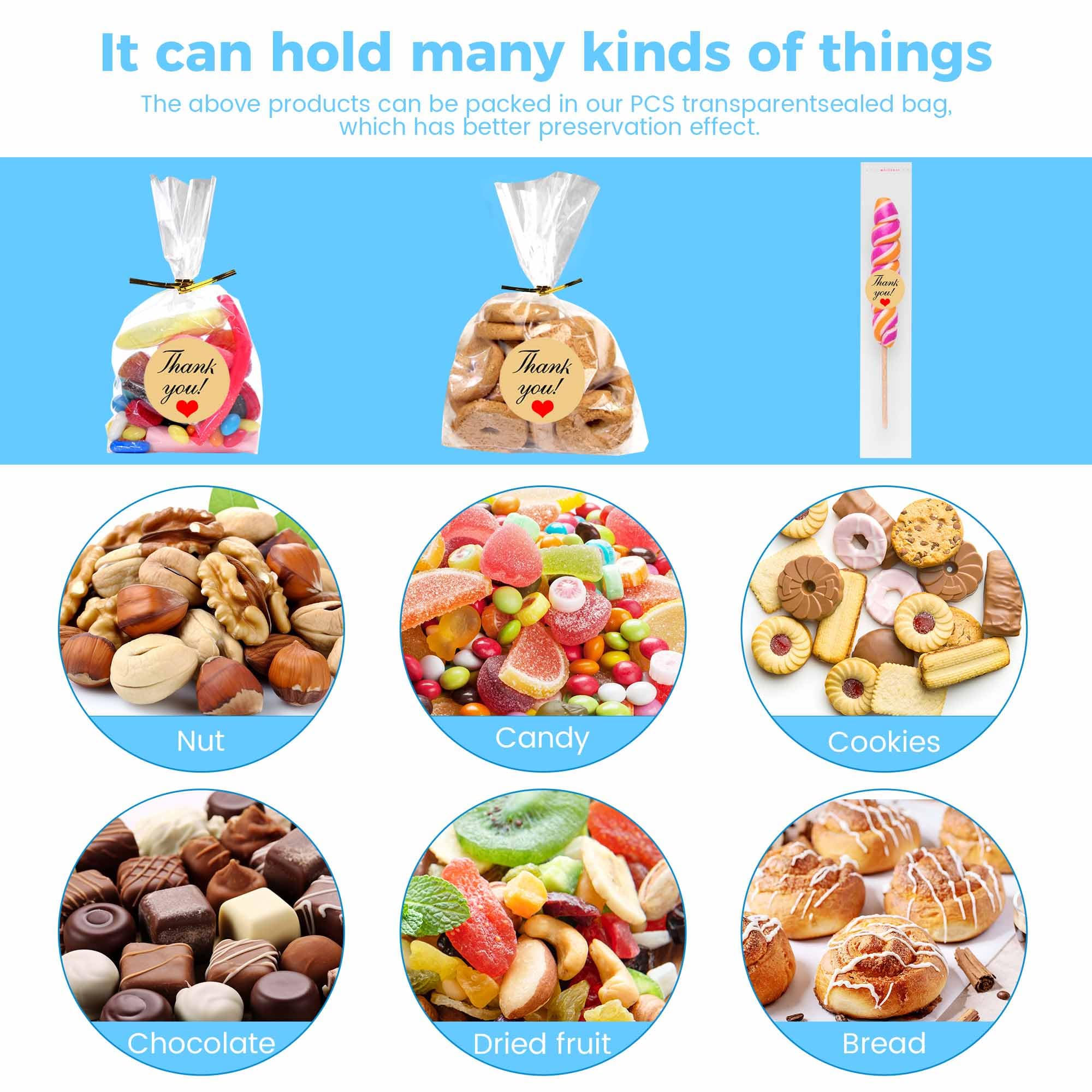 100 Pcs Clear Cellophane Treat Bags for Bakery & Gifts - 50 PCS 4