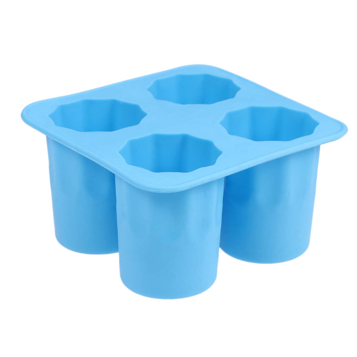 4-Cup Silicone Ice Cube Tray for Whiskey & Cocktails - Reusable, BPA-Free Ice Mold for Perfect Round Ice Cubes - Ideal for Summer Drinks, Parties & Home Bars (Blue)