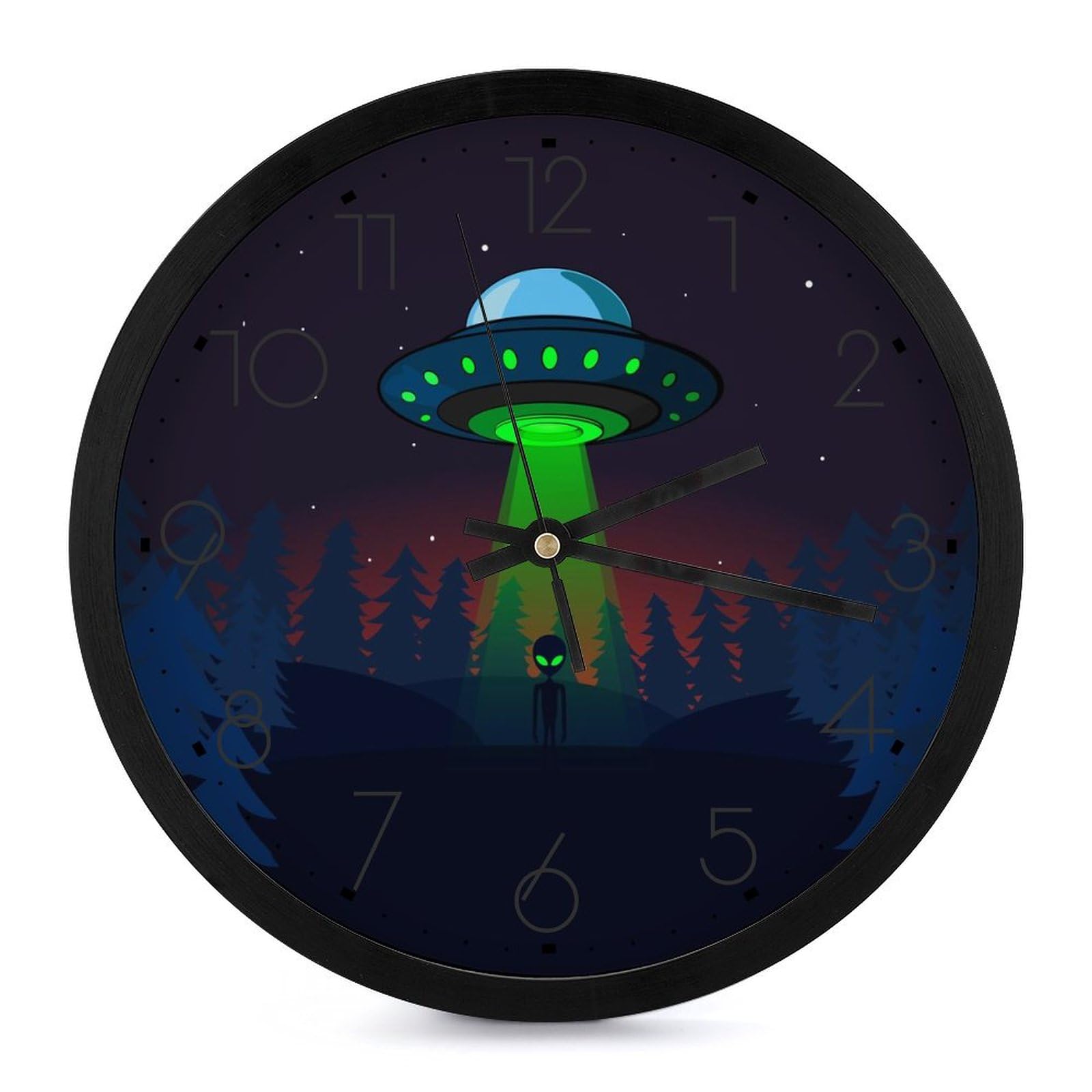 Alien UFO Wall Clock - Silent Non-Ticking Modern Wall Clock for Home Decor, Kitchen, Bathroom, Bedroom & Office | Perfect for Sci-Fi Lovers & Unique Room Decor