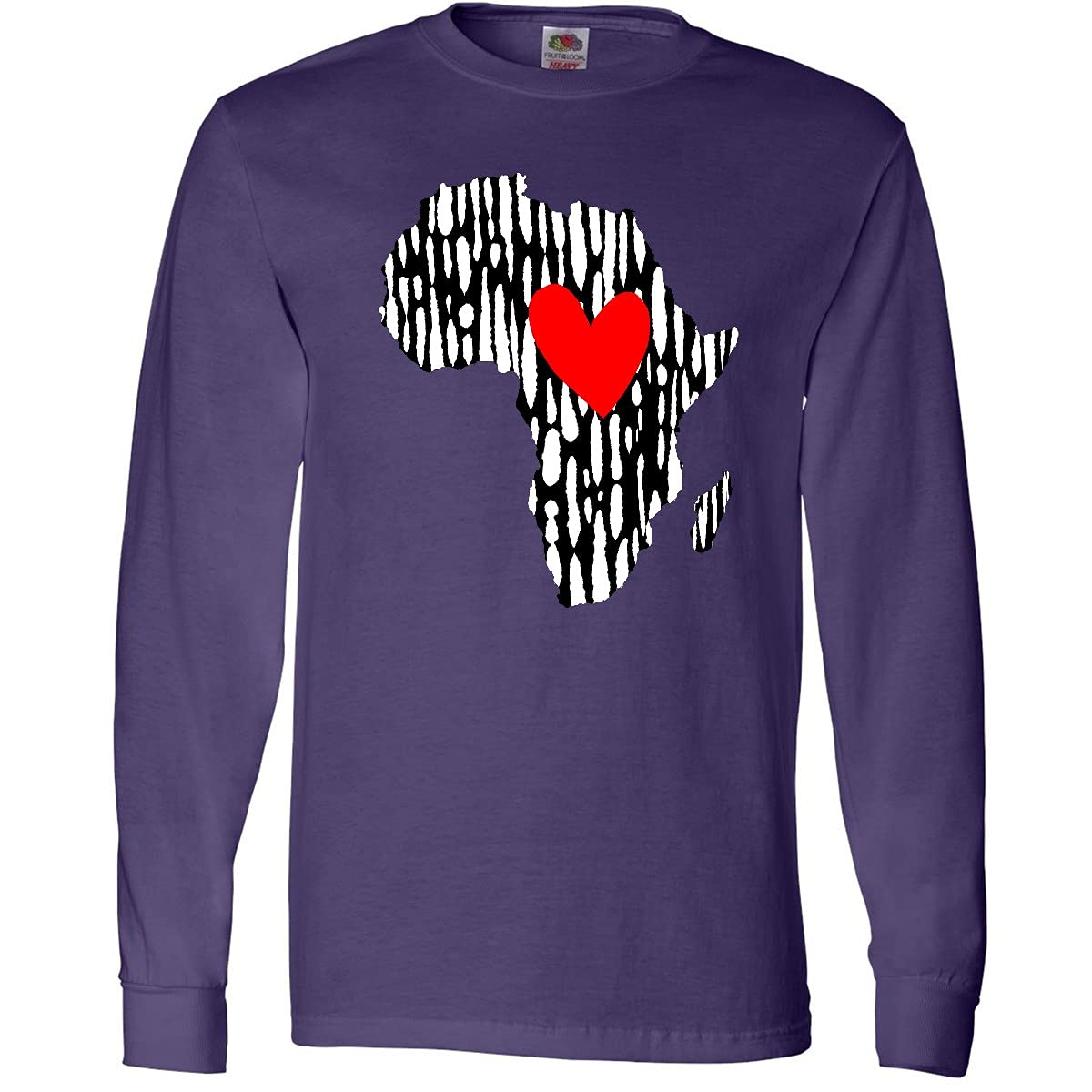 Inktastic Black History Month African Heart Print Long Sleeve T-Shirt - Celebrate Heritage with Stylish Casual Wear for Men & Women