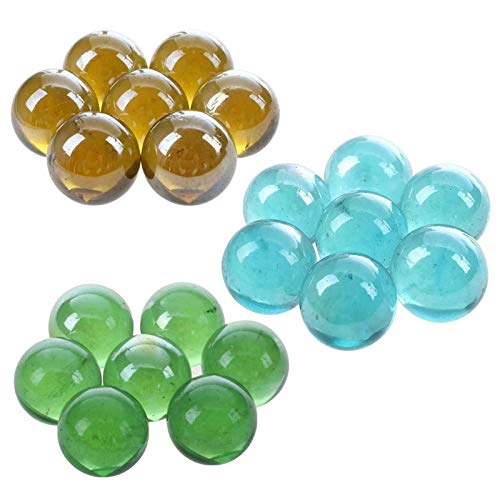 10 Pcs 16mm Glass Marbles - Knicker Glass Balls for Kids Games, DIY Decor, Vase Fillers (Dark Brown, Green & Light Blue, 3 Sets) - Perfect for Marble Runs, Home Decoration, and Party Favors