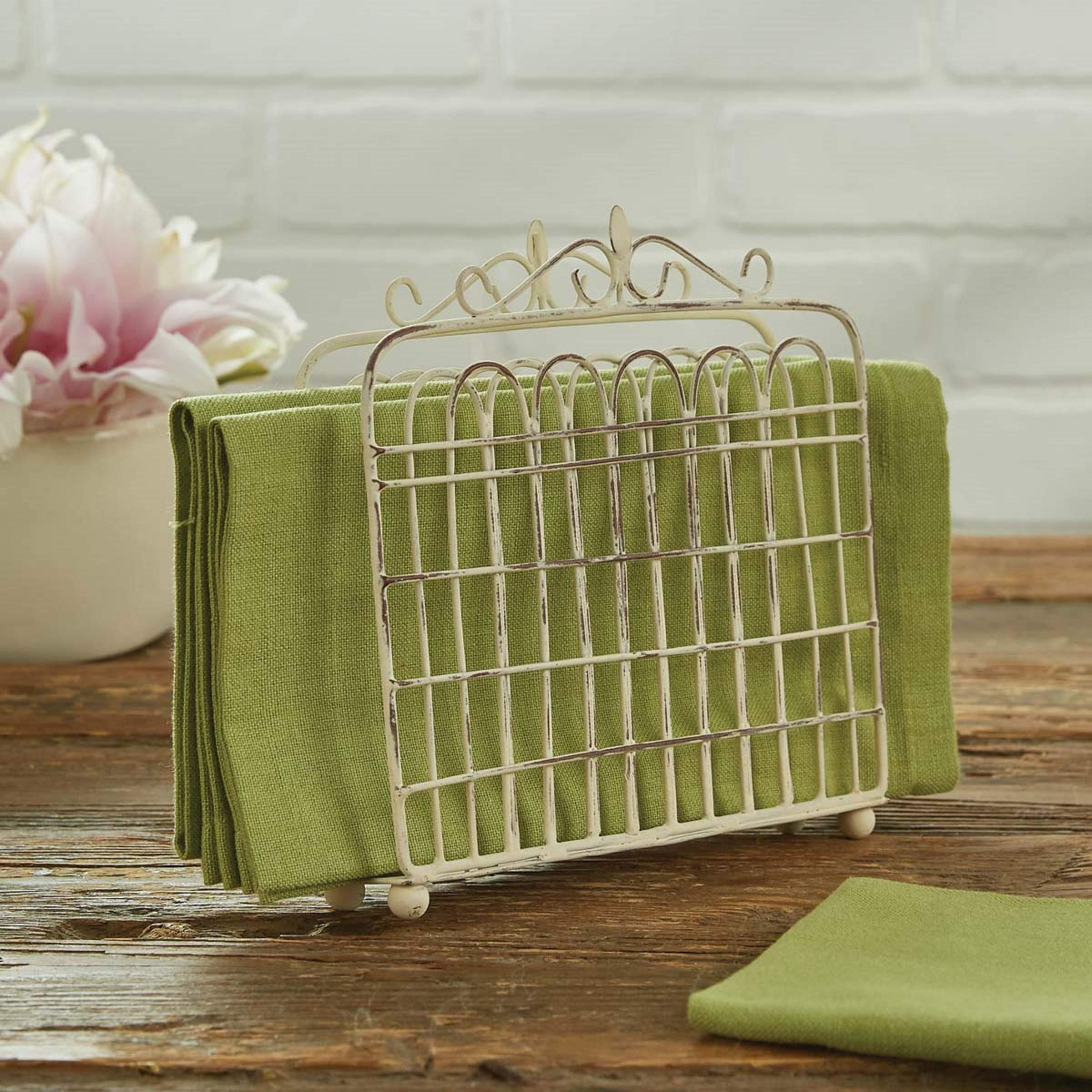 Park Designs Garden Gate Napkin Holder - Cream Ceramic Tableware for Kitchen, Dining Room, and Outdoor Picnics - Perfect for Home Decor and Entertaining Guests