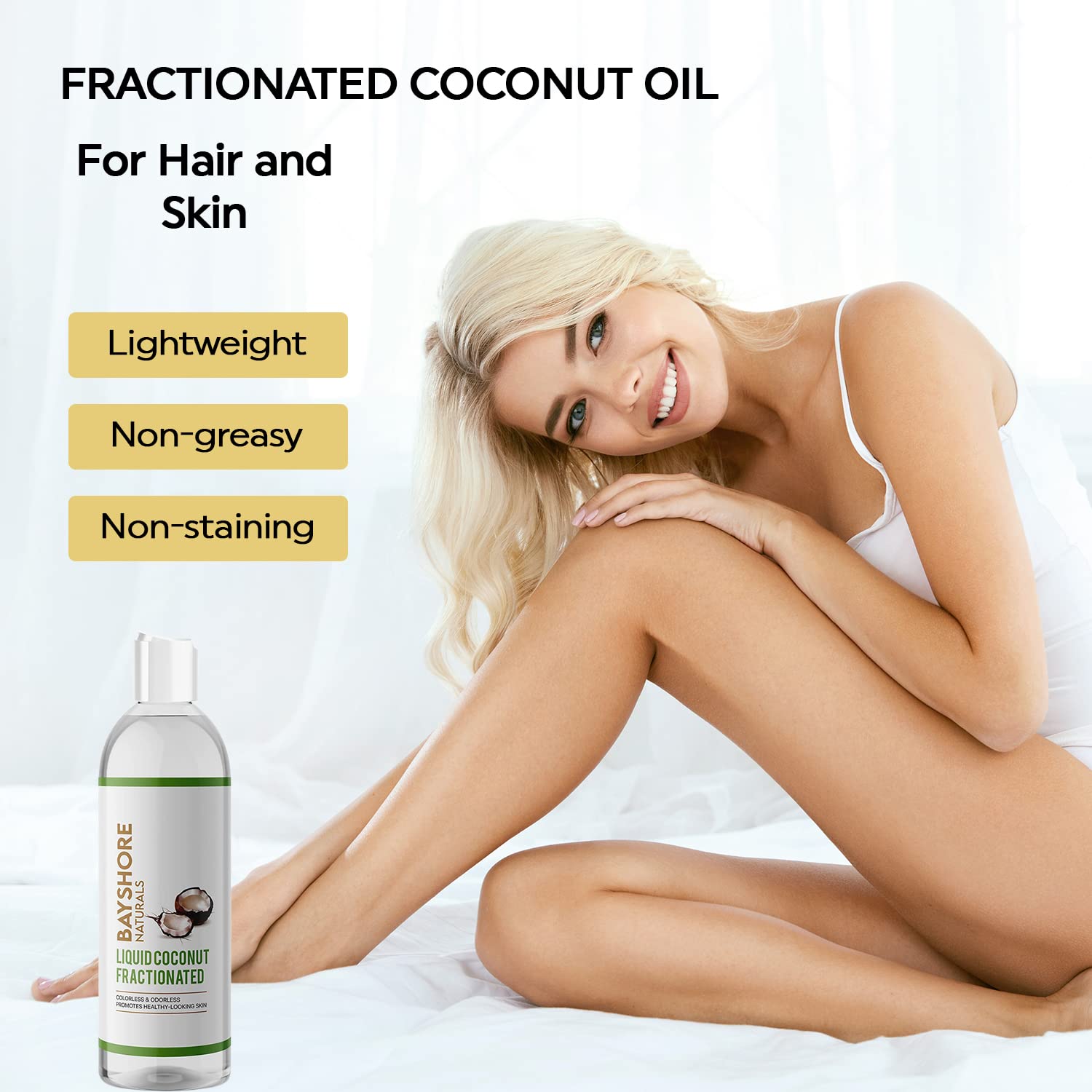 **Organic Fractionated Coconut Oil - 16 Fl Oz | Pure Carrier Oil for Essential Oils, Hair & Skin Care | Moisturizing Massage & Aromatherapy Oil for Relaxation & Spa Use**