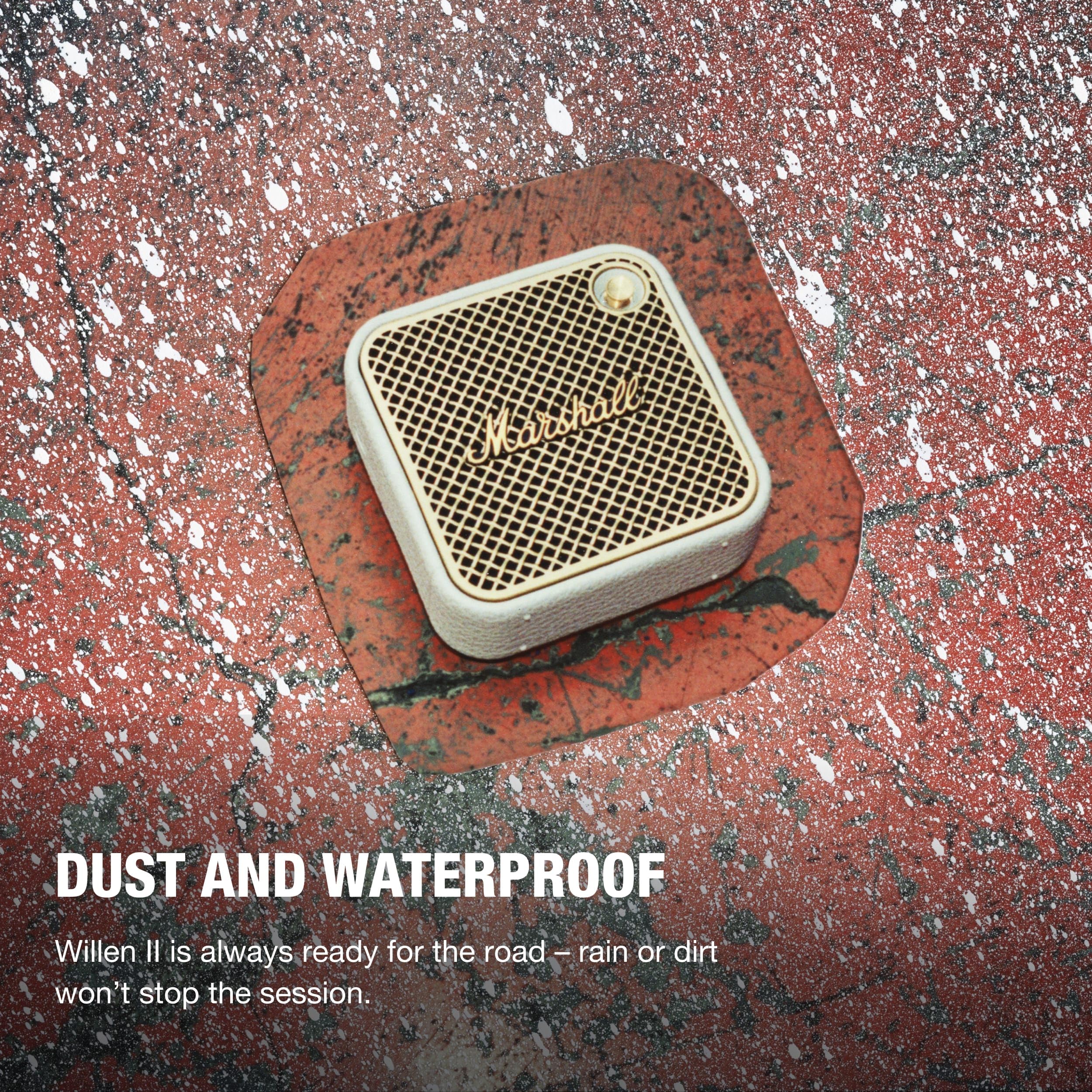 Marshall Willen II Portable Bluetooth Speaker - Wireless Outdoor Speaker with Rich Bass, 15+ Hours Playtime, IP67 Waterproof, Cream White | Perfect for Beach, Pool, Camping & Travel