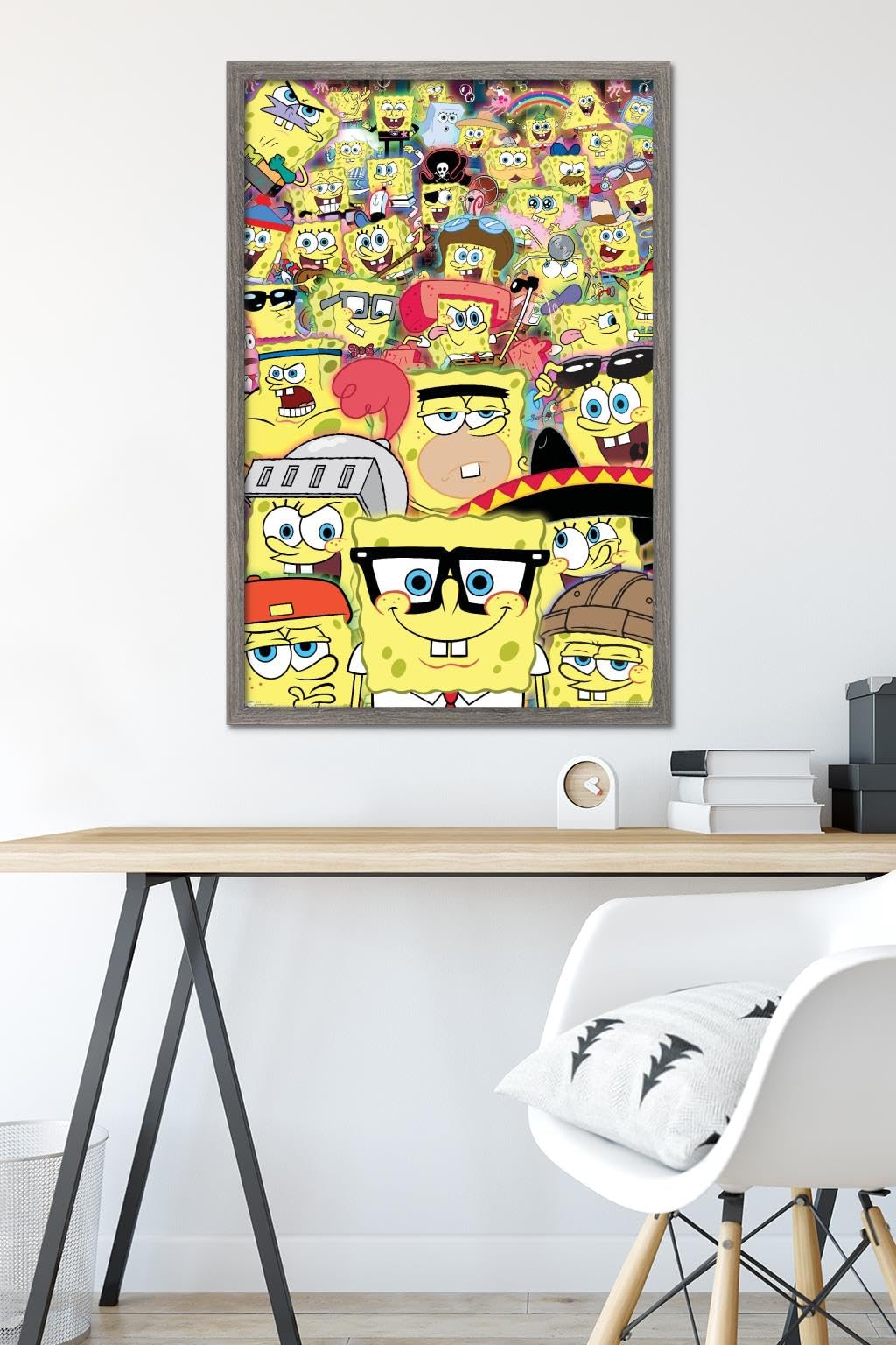 Trends International Nickelodeon Spongebob Disguise Wall Poster - 22.375 x 34 Inches, Barnwood Framed Version - Perfect for Kids' Room Decor, TV Show Themed Bedroom, and Cartoon Lover Gifts