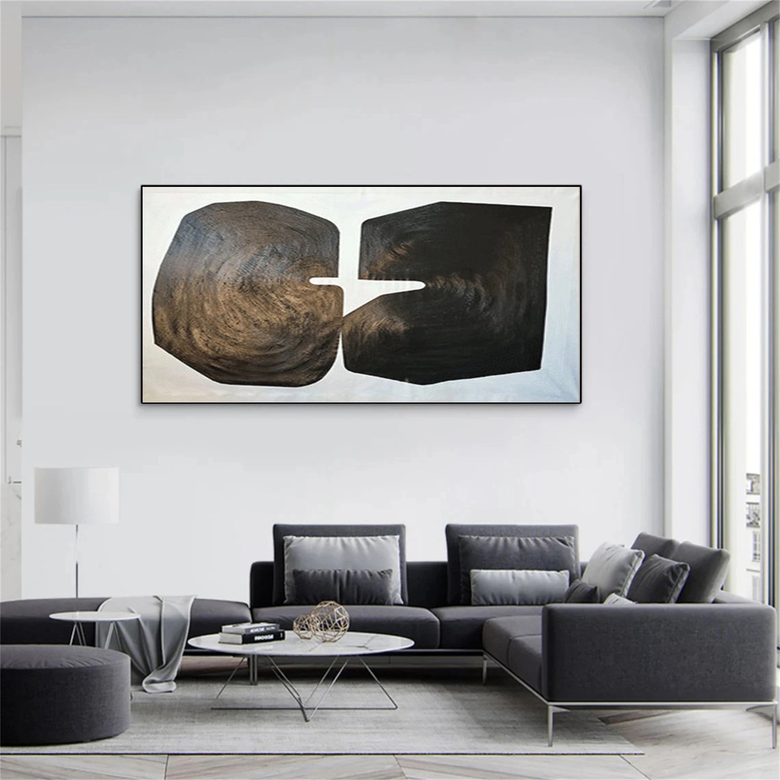 Modern Black and White Textured Minimalist Wall Art Print #MZ077 - Perfect for Living Room, Bedroom & Office Decor