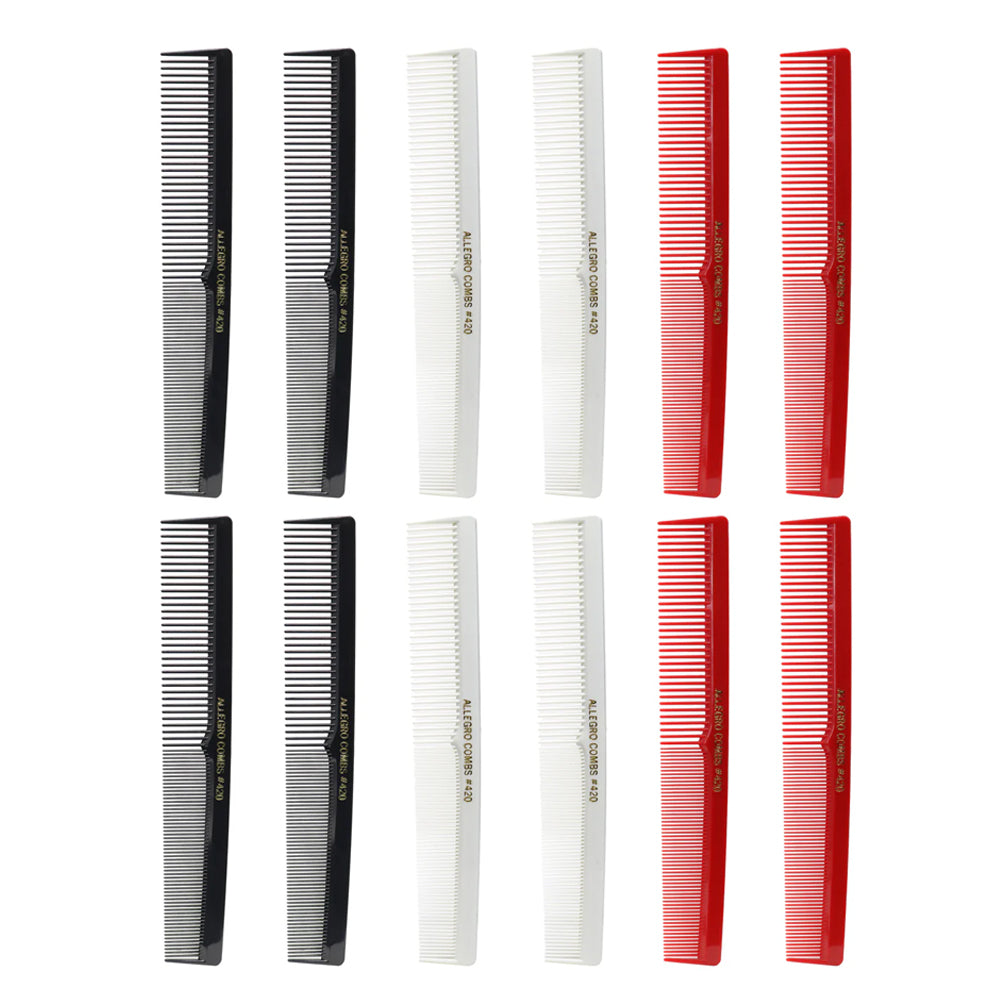 Professional 12-Piece Allegro Barber Comb Set for Hair Cutting & Styling - Perfect for Salons, Home Grooming & DIY Hairstyles