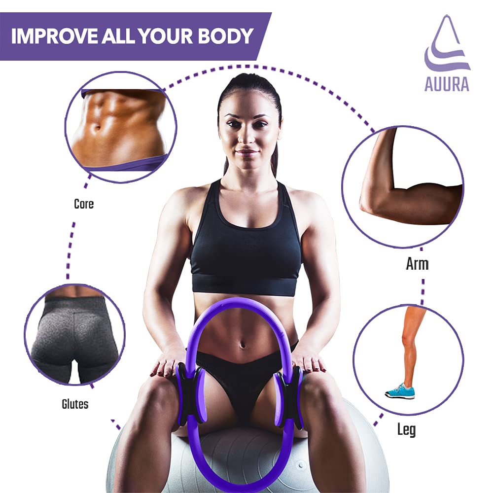 Pilates Ring for Women - Yoga Magic Circle with Resistance Bands & Carry Bag - Home Fitness Equipment for Kegel Exercise, Inner Thighs, Abs & Legs Workout - Perfect for Home Gym, Yoga Studio & Physical Therapy