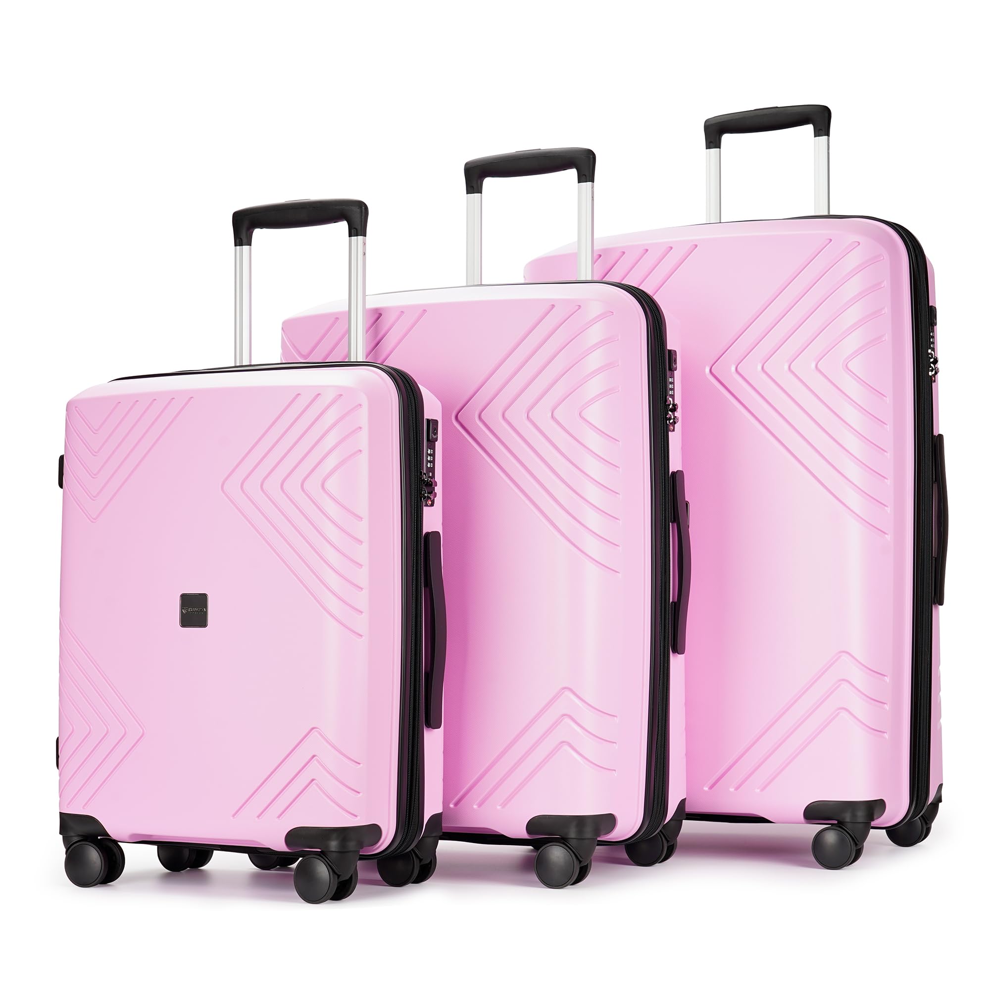 3-Piece Hard Shell Luggage Set with Wheels & TSA Lock - Large Suitcases for Travel (Light Pink) | Perfect for Family Vacations, Business Trips & International Flights