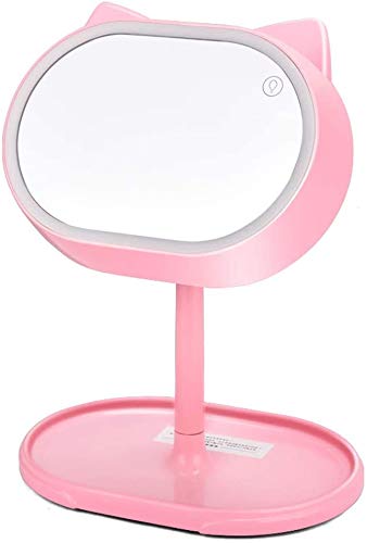 Full-Length Standing Mirror with LED Touch Screen & Table Lamp - Adjustable Vanity Makeup Mirror for Dressing Table, Desktop Charging Light, Folding Beauty Mirror - Perfect for Bedroom, Bathroom & Salon Use