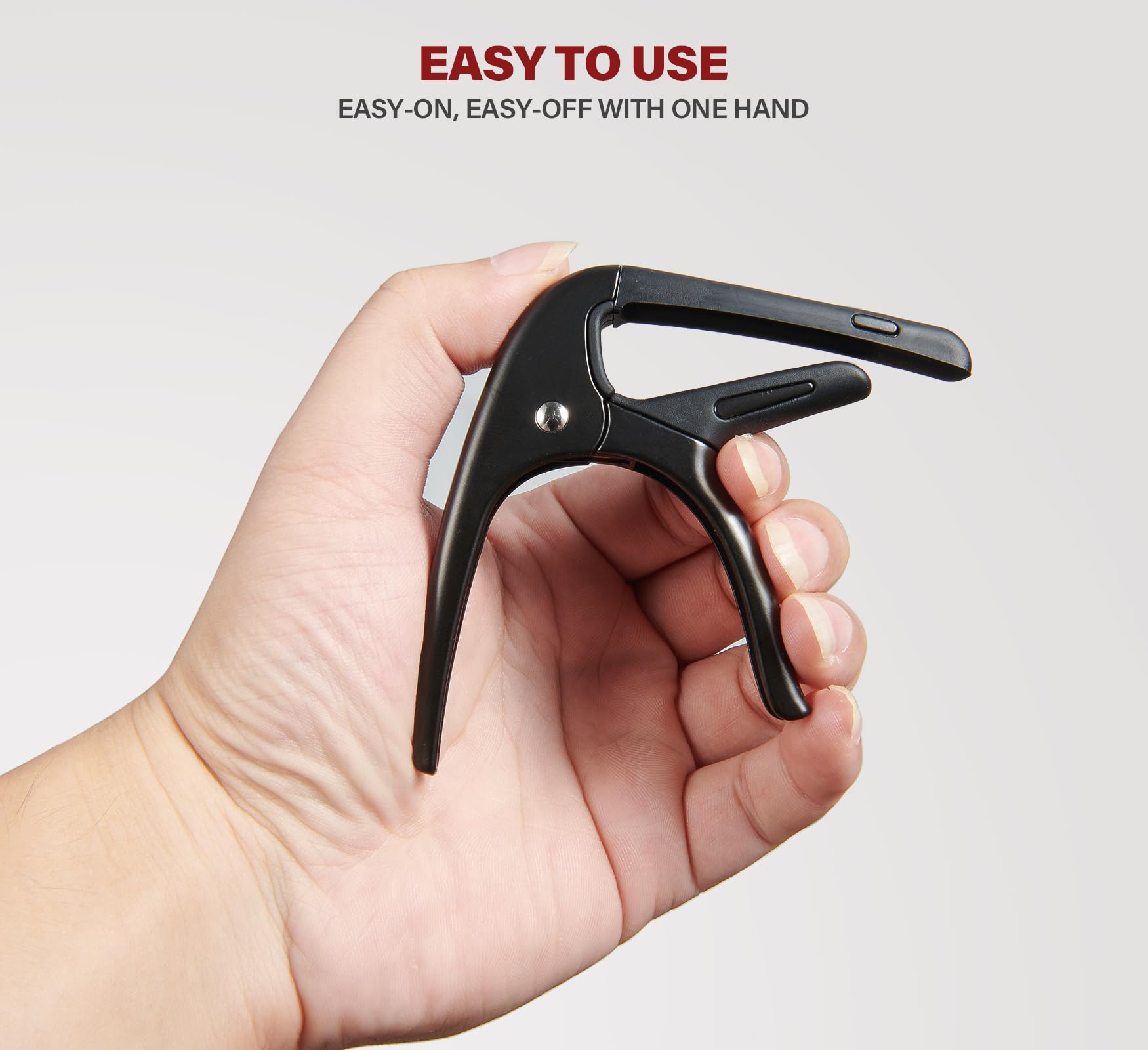 Premium Guitar Capo with Pick Holder - Adjustable Clamp for Acoustic, Electric Guitar, Ukulele, Bass & Banjo - Includes 6 Guitar Picks (Black) - Perfect for Live Performances, Studio Recording & Practice Sessions