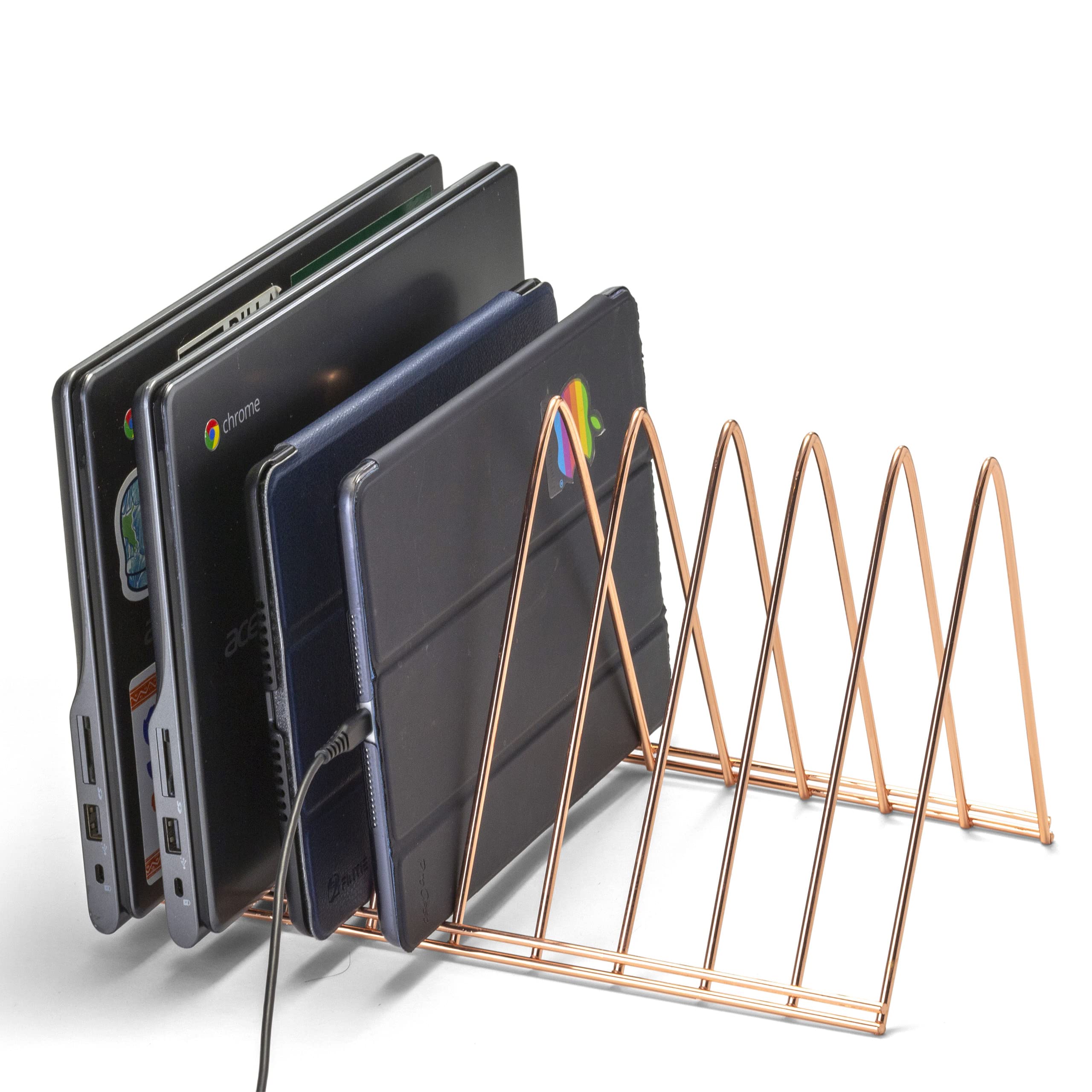 Officemate 93151 Rose Gold Triangular Wire File Sorter - Desktop Document Organizer for Home Office, School, or Workspace - Perfect for Bills, Mail, and Paper Organization