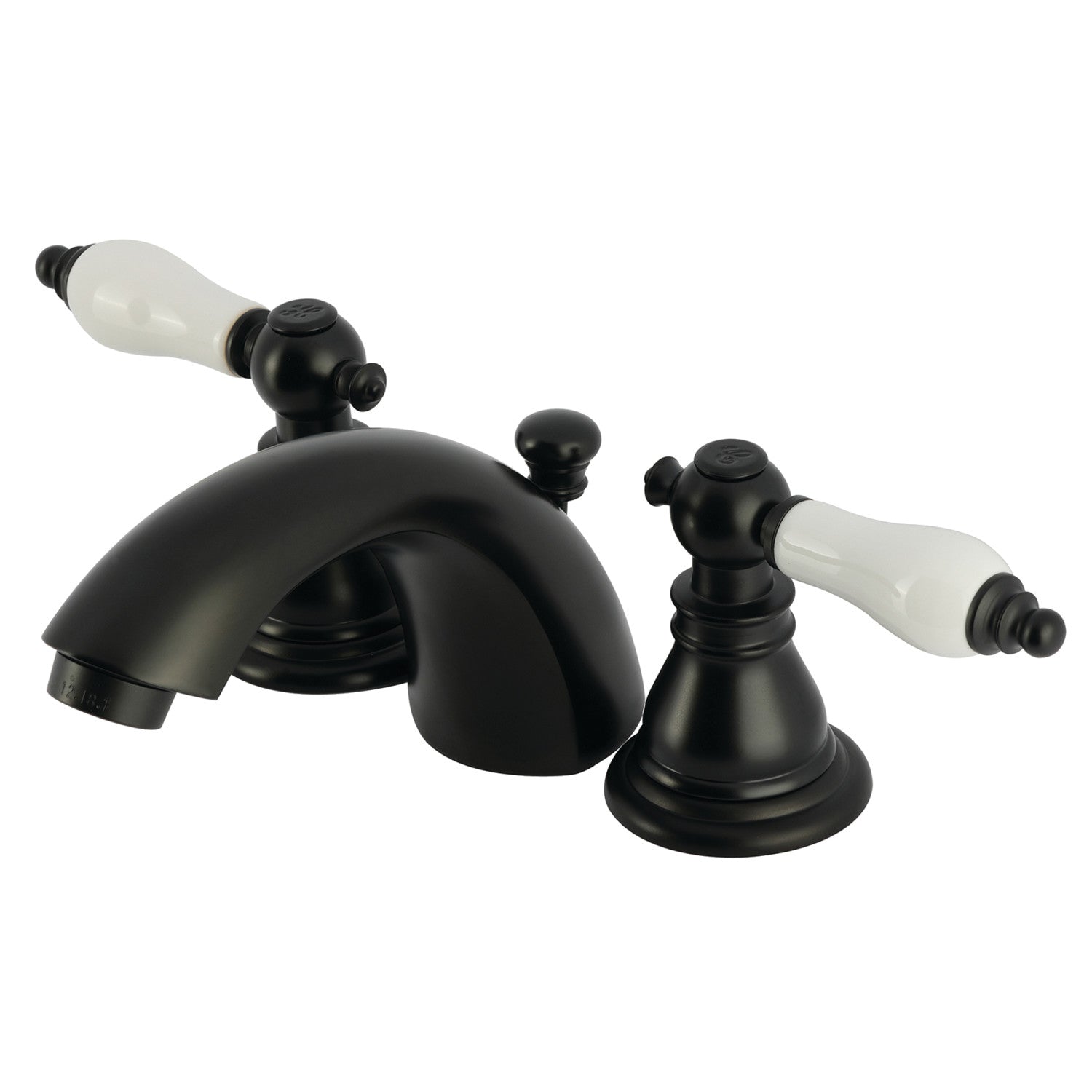 American Patriot KB950APL Matte Black Two-Handle 3-Hole Mini Widespread Bathroom Faucet with Pop-Up Drain - Perfect for Modern Vanities and Small Bathroom Spaces